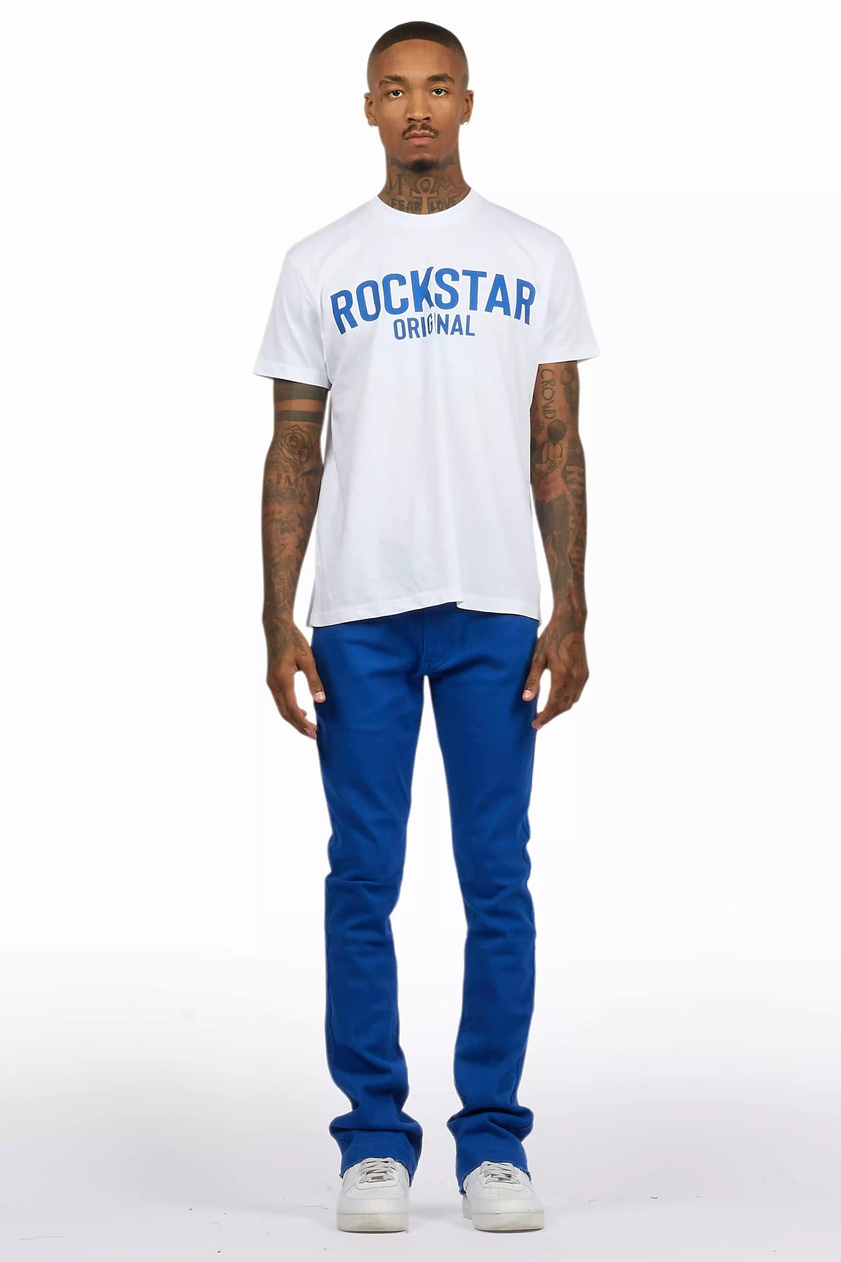 Sana White/Royal T-Shirt/Dag Stacked Flare Jean Set Male Product Image
