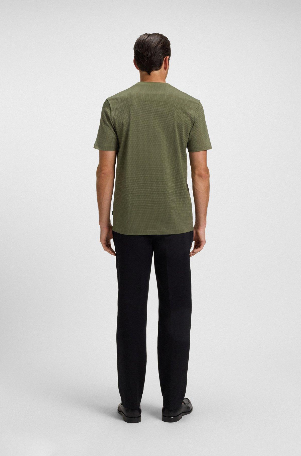 Geometric-jacquard T-shirt in mercerized cotton Product Image