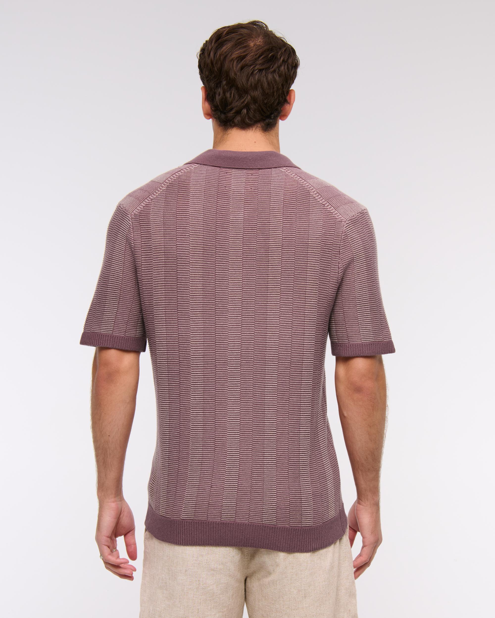 Contrast Textural Zip Sweater Polo Product Image