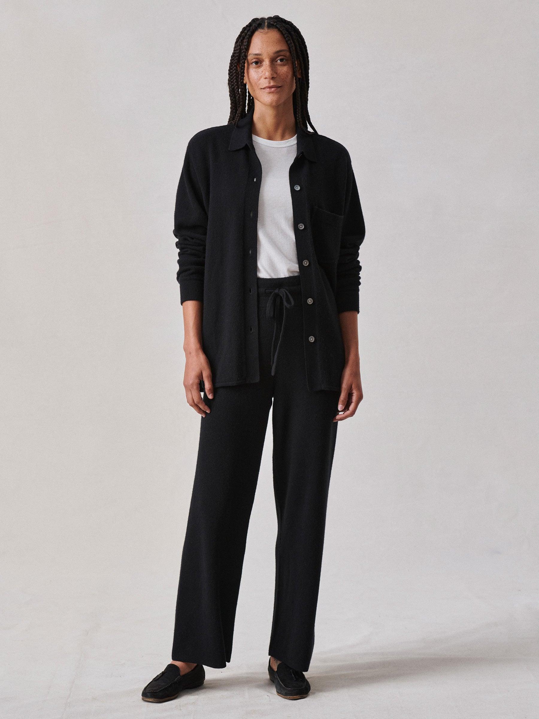 Black Lounge Wool Wide Leg Pant Product Image