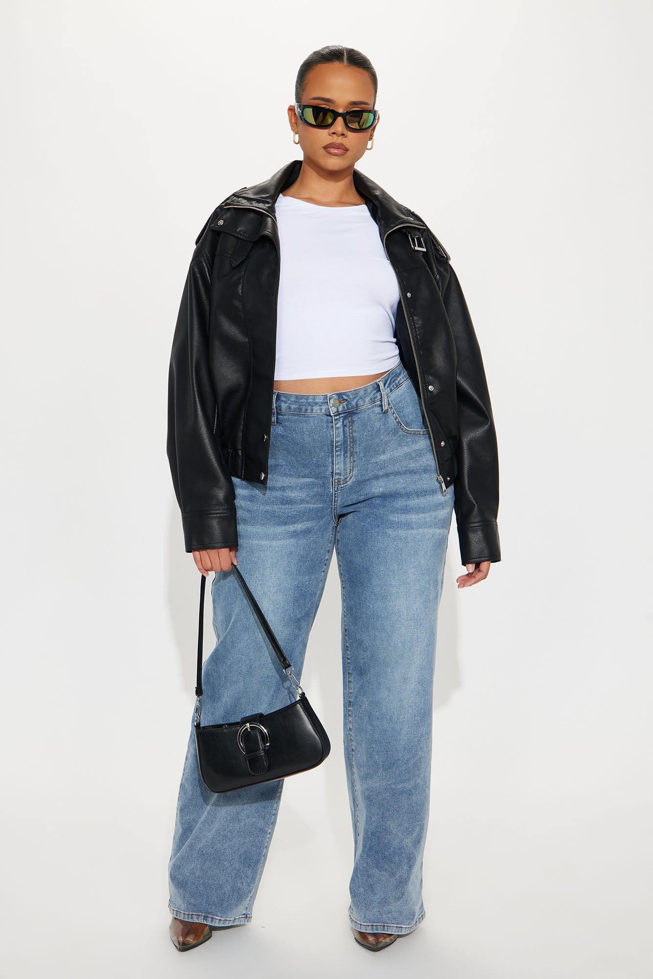Don't Be Jaded Faux Leather Oversized Jacket - Black Female Product Image