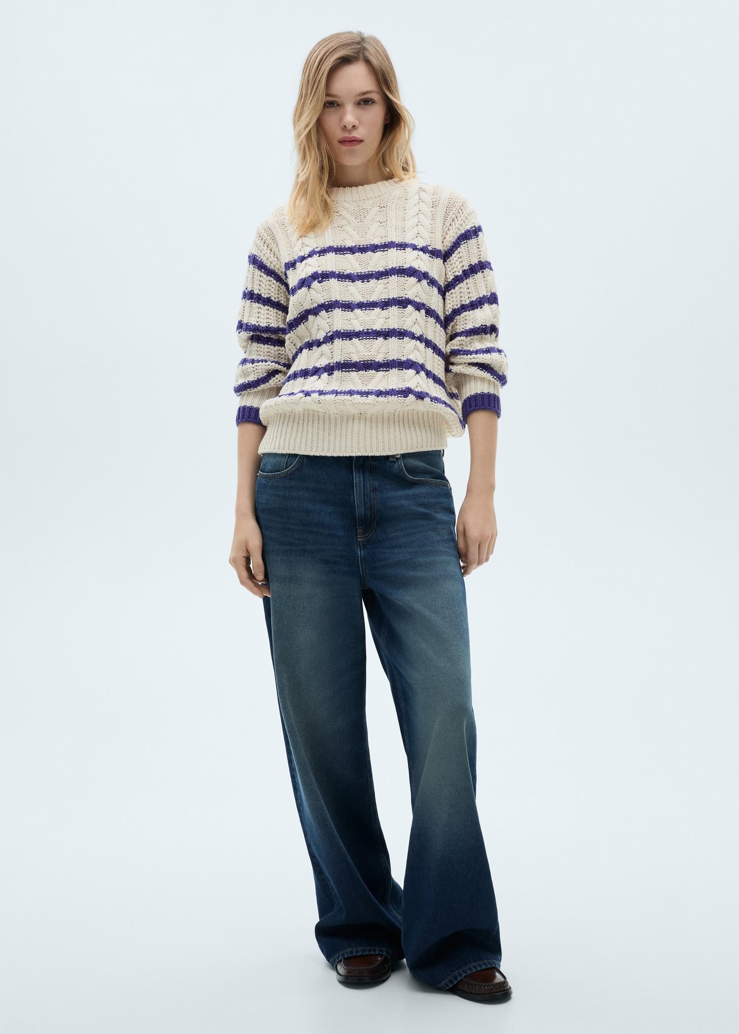 Striped braided sweater - Women | MANGO USA Product Image