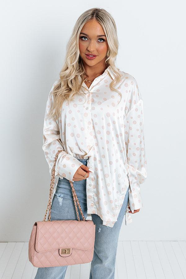 Busy In The City Polka Dot Top in Cream Product Image