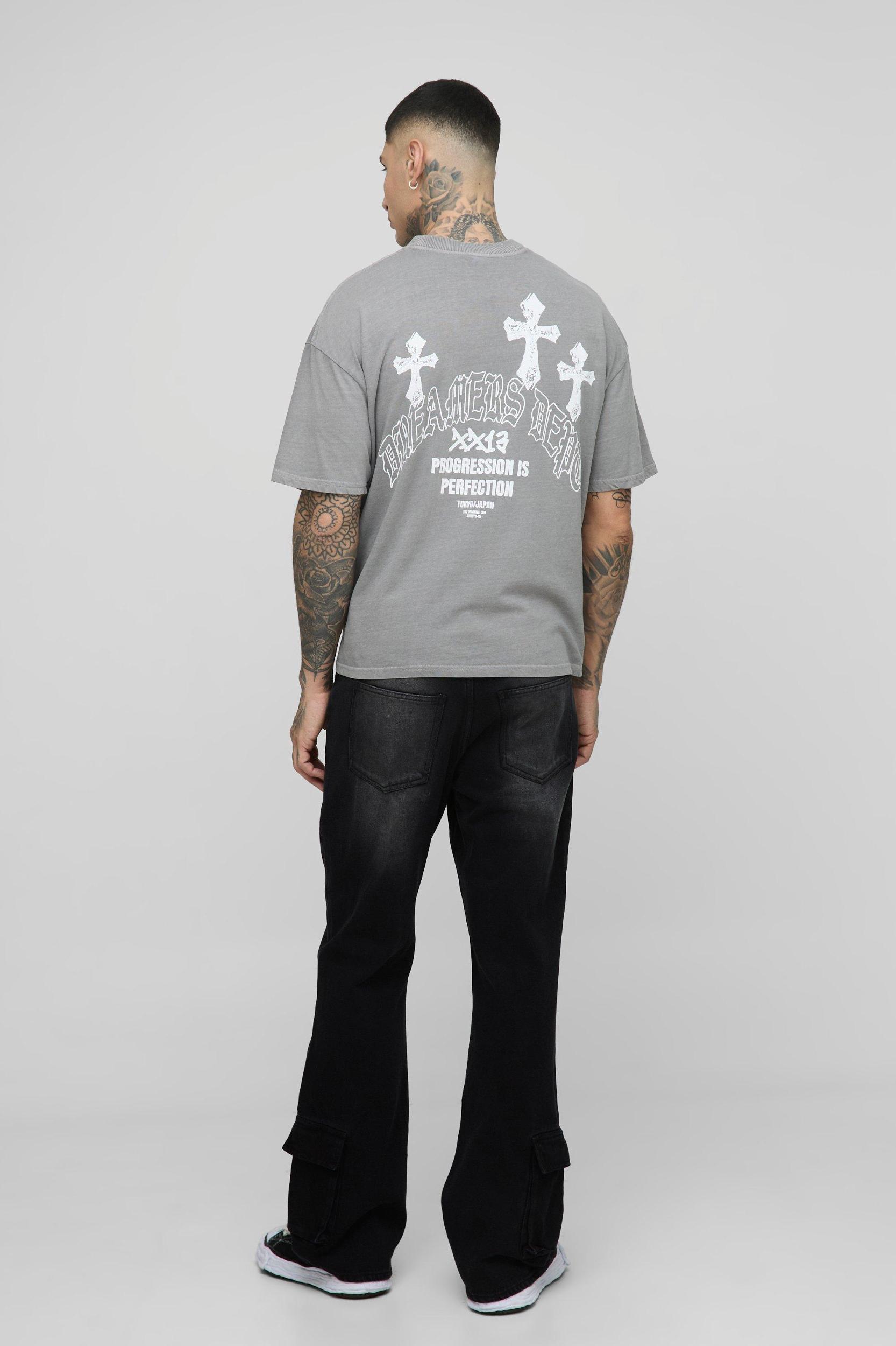 Tall Cargo Hem Relaxed Flare Jeans | boohooMAN USA Product Image