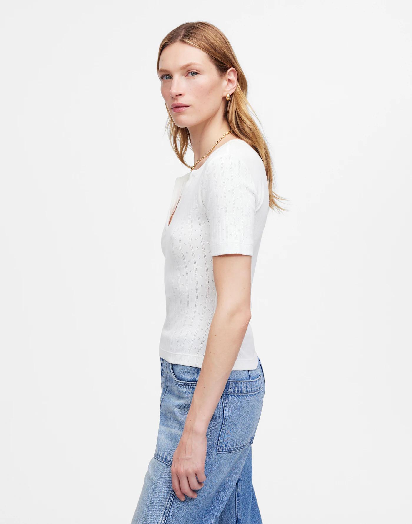 Pointelle Notch Neck Tee Product Image