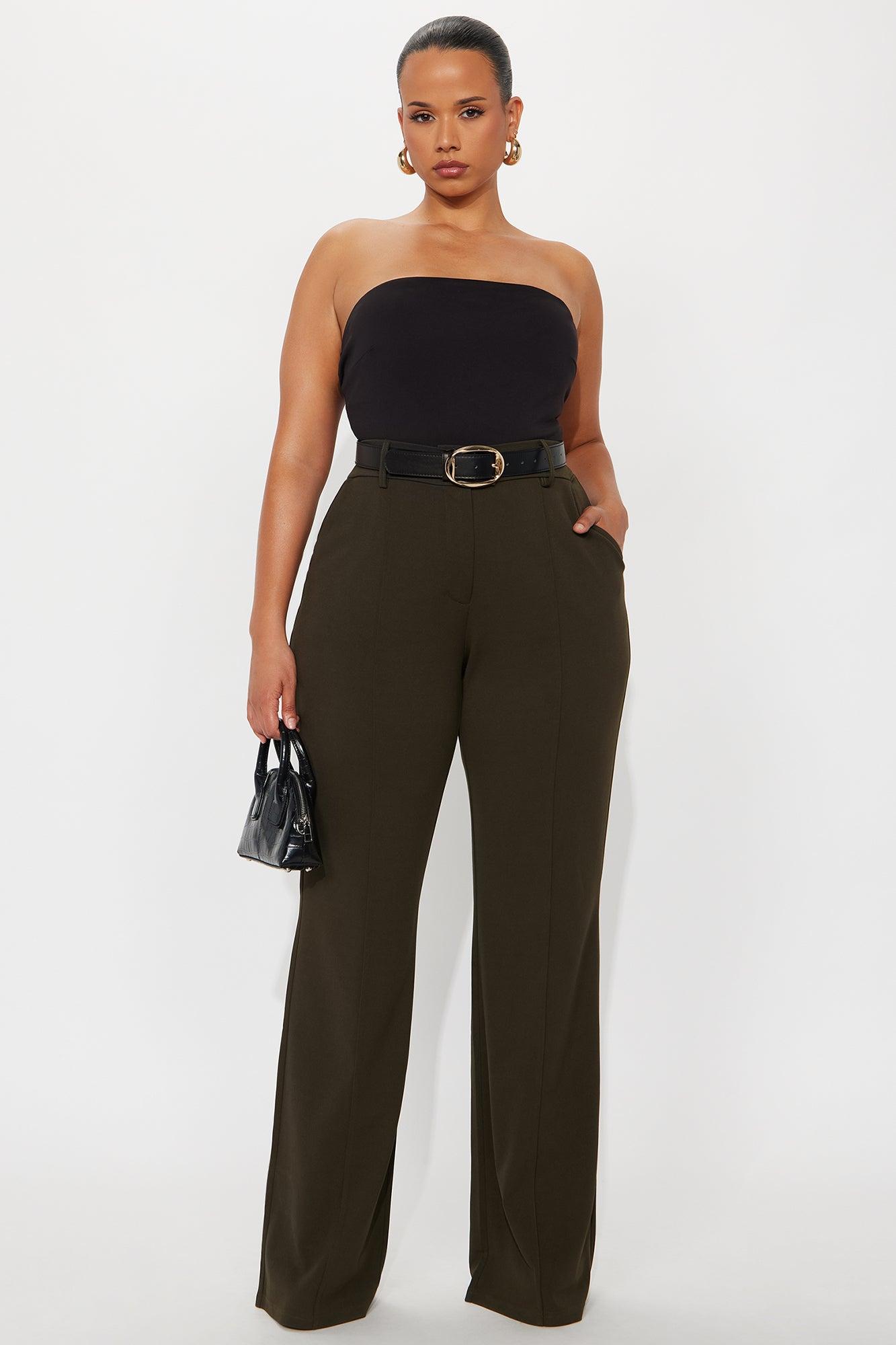 Tall Heidi Wide Leg Trouser Pant - Olive Female Product Image