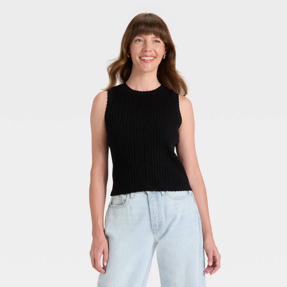 Women's Ribbed Sweater Vest - Universal Thread™ Black 1X Product Image