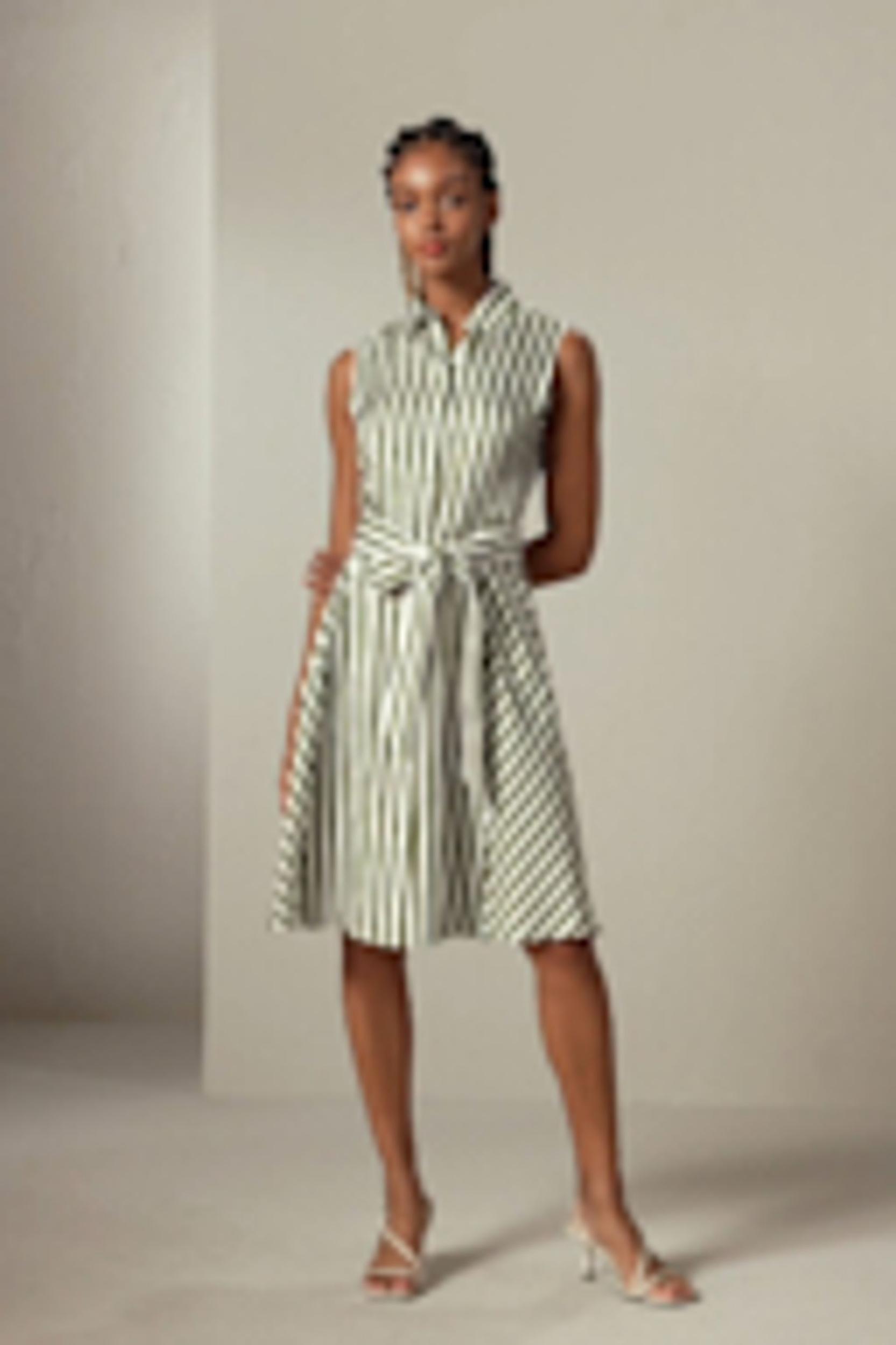 Silk Striped Sleeveless Dress Product Image