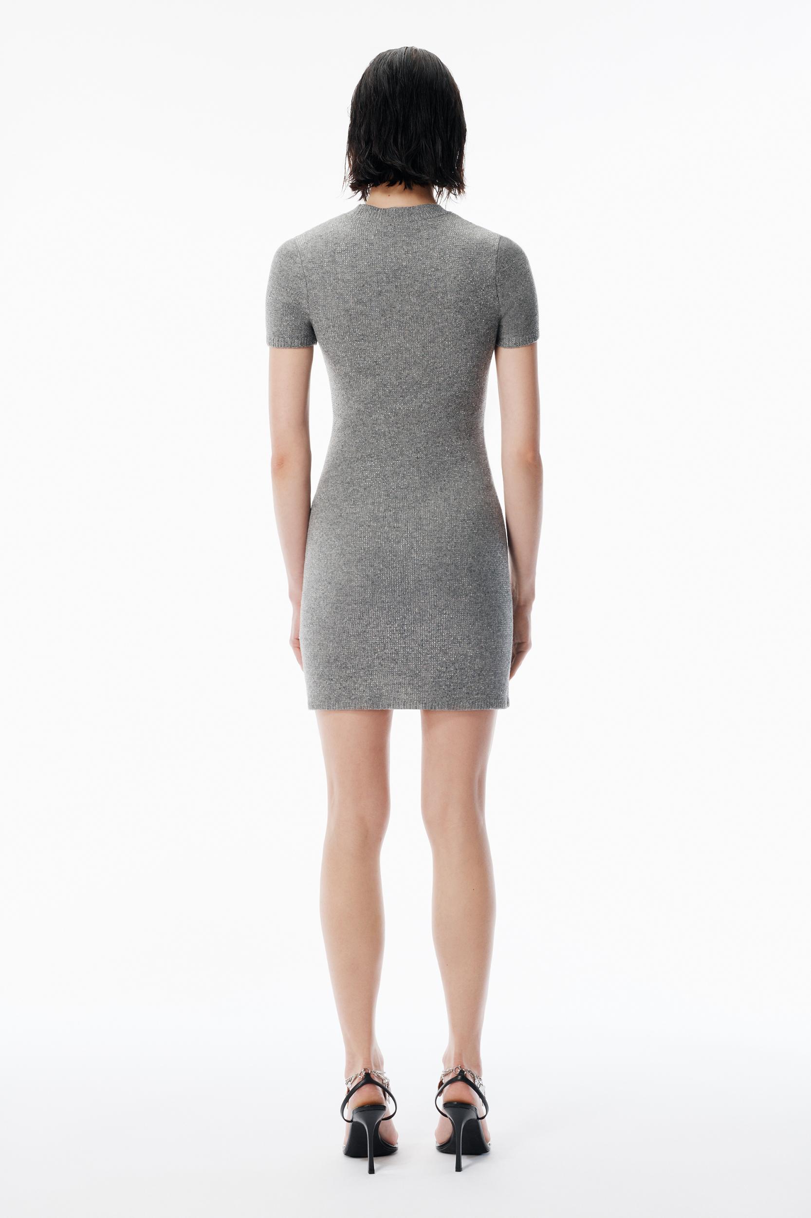 Grey Wool-blend Hotfix Dress Product Image
