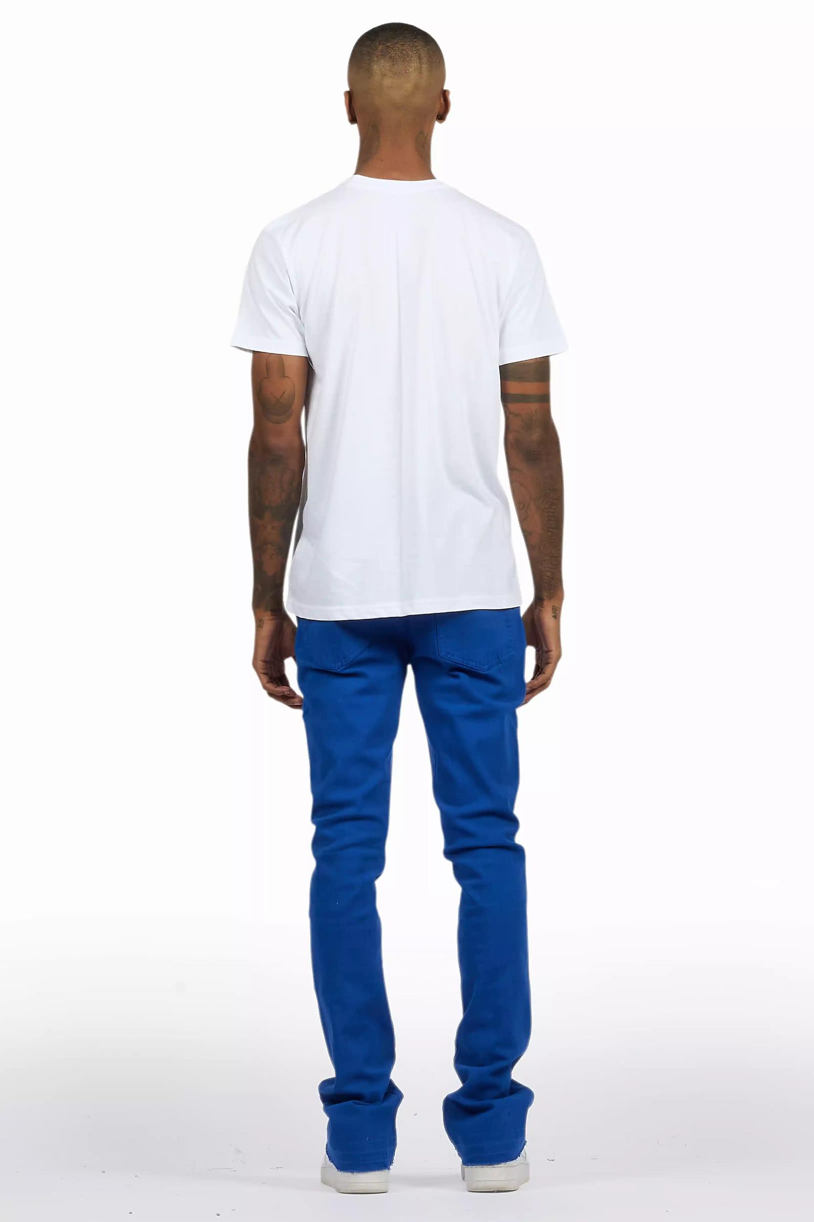 Sana White/Royal T-Shirt/Dag Stacked Flare Jean Set Male Product Image