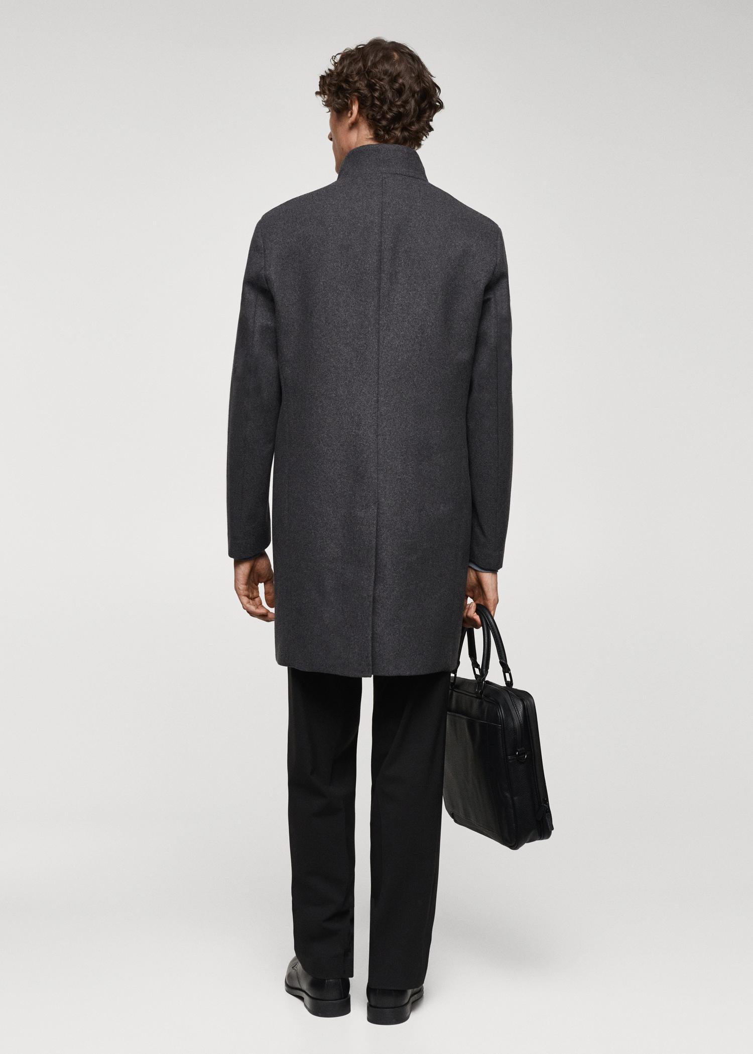 Wool funnel neck coat - Men | MANGO USA Product Image