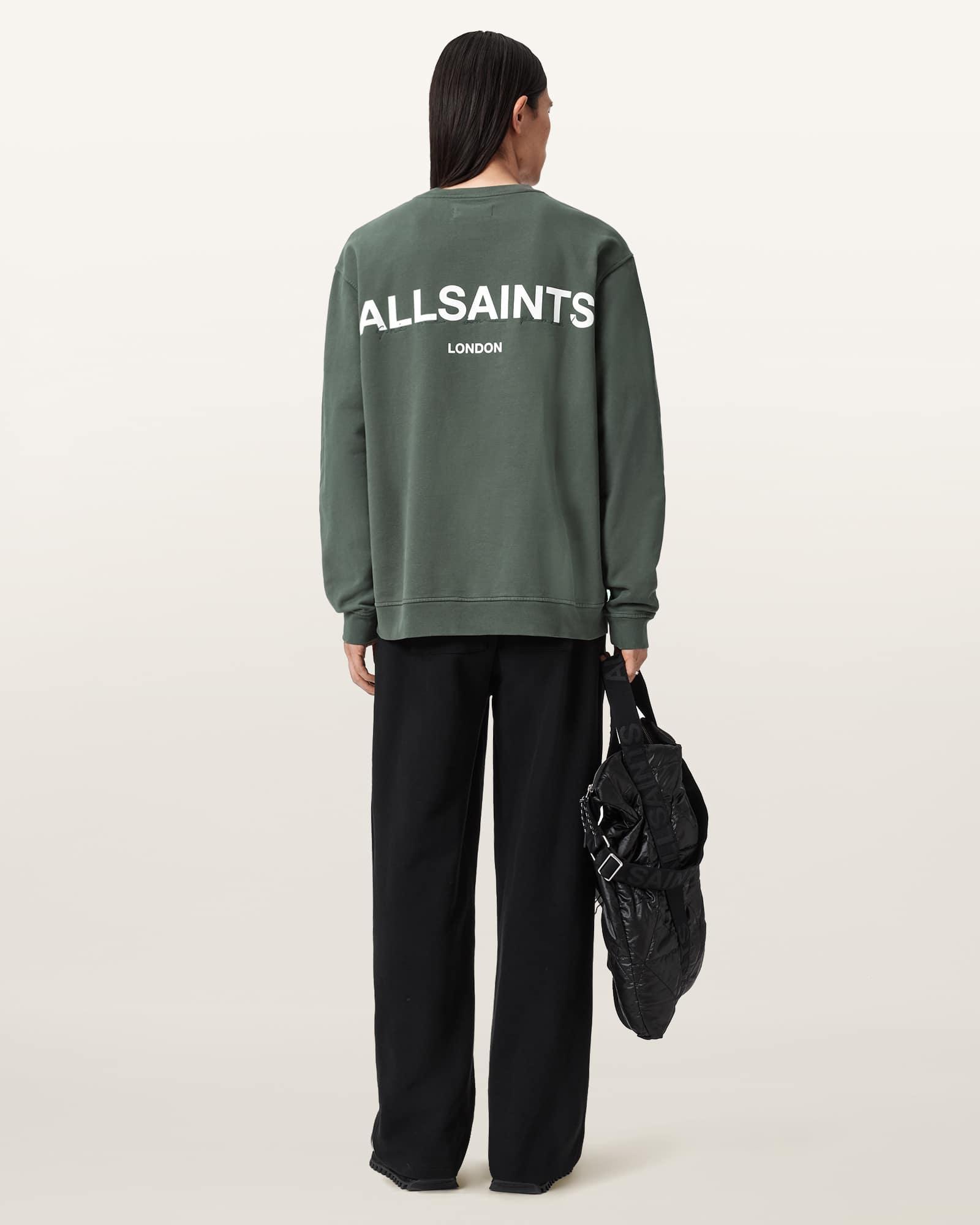 Halcyon Crew Neck Sweatshirt GARNET GREEN | ALLSAINTS US Product Image