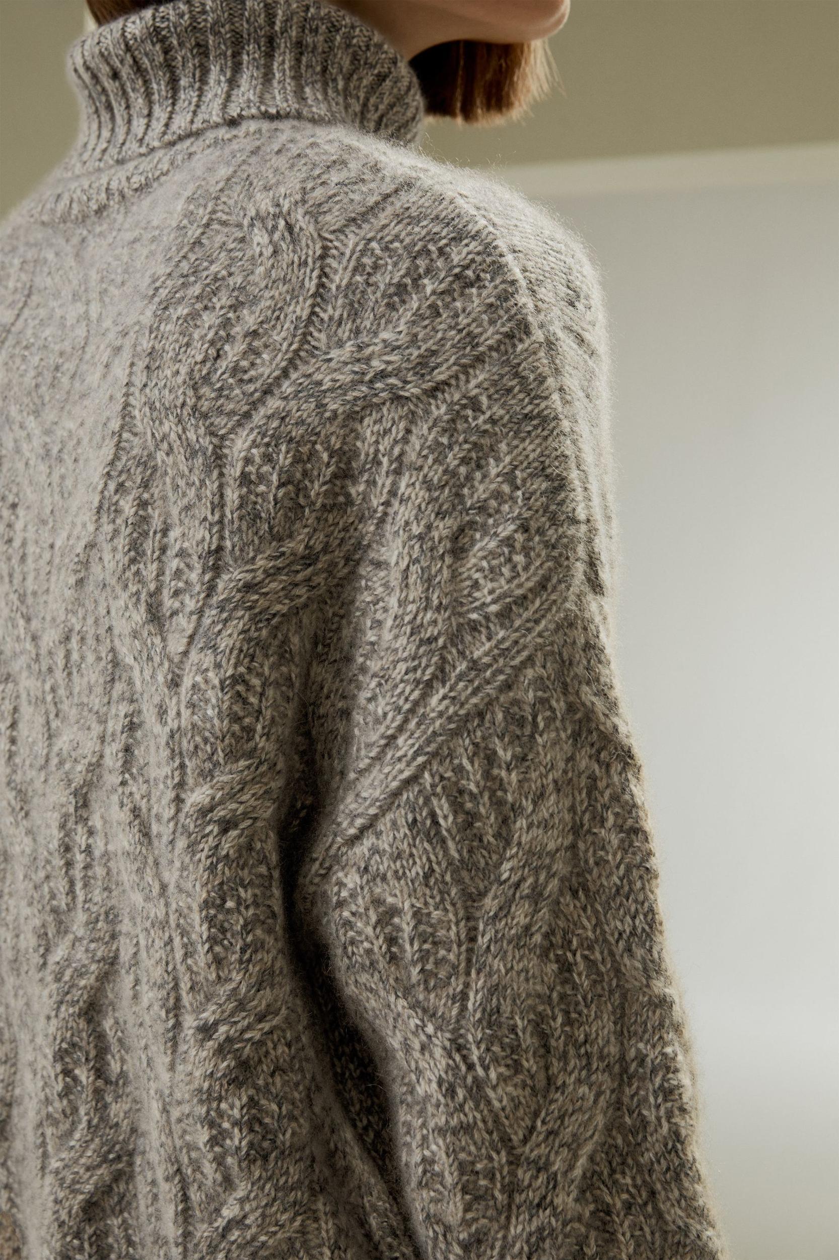 Cable-Knit Cashmere Turtleneck Sweater Product Image