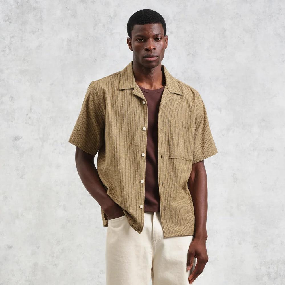 Slub Stripe Didcot Shirt - Khaki Product Image