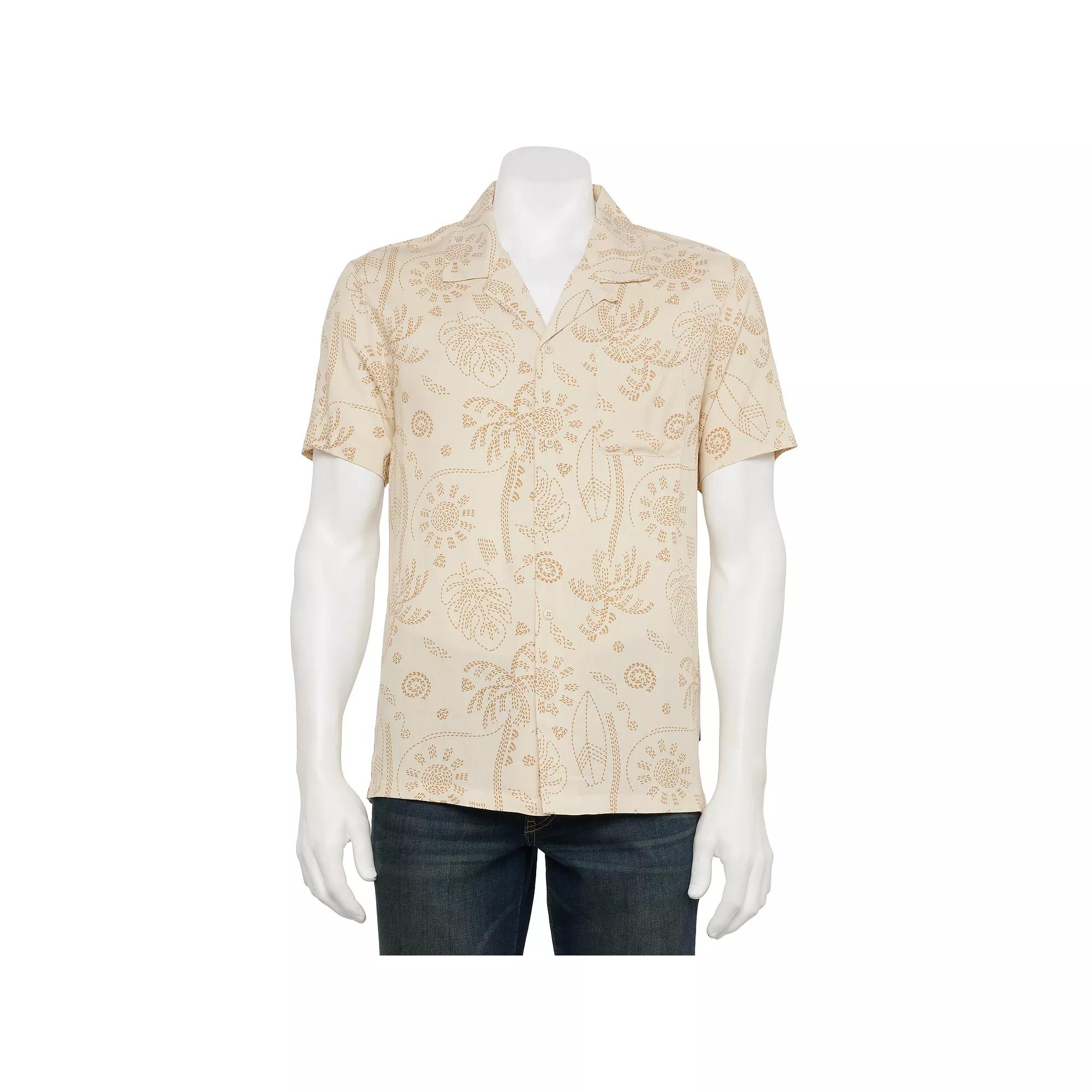 Men's Reverse Threads Men's Reverse Threads Dante Print Button Down-Shirt, Size: Small, Turtledove Product Image