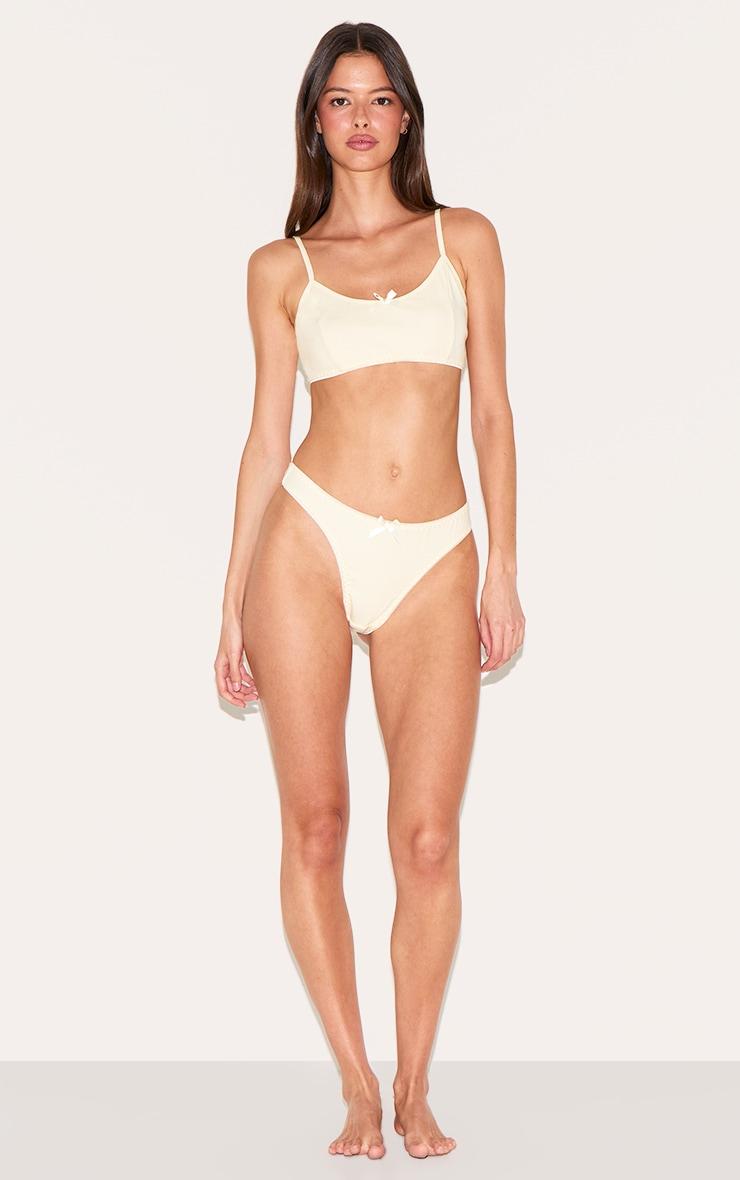 Lemon Jersey Ribbed Bralette And Thong Lingerie Set Product Image