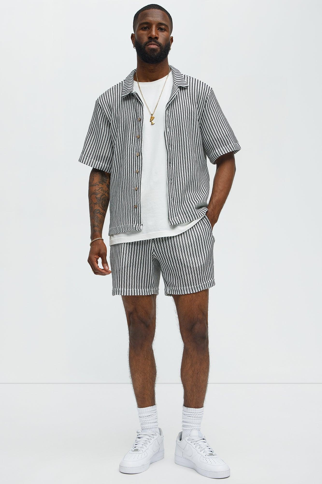 Summit Drawstring Zig Zag Shorts - Grey/combo Product Image