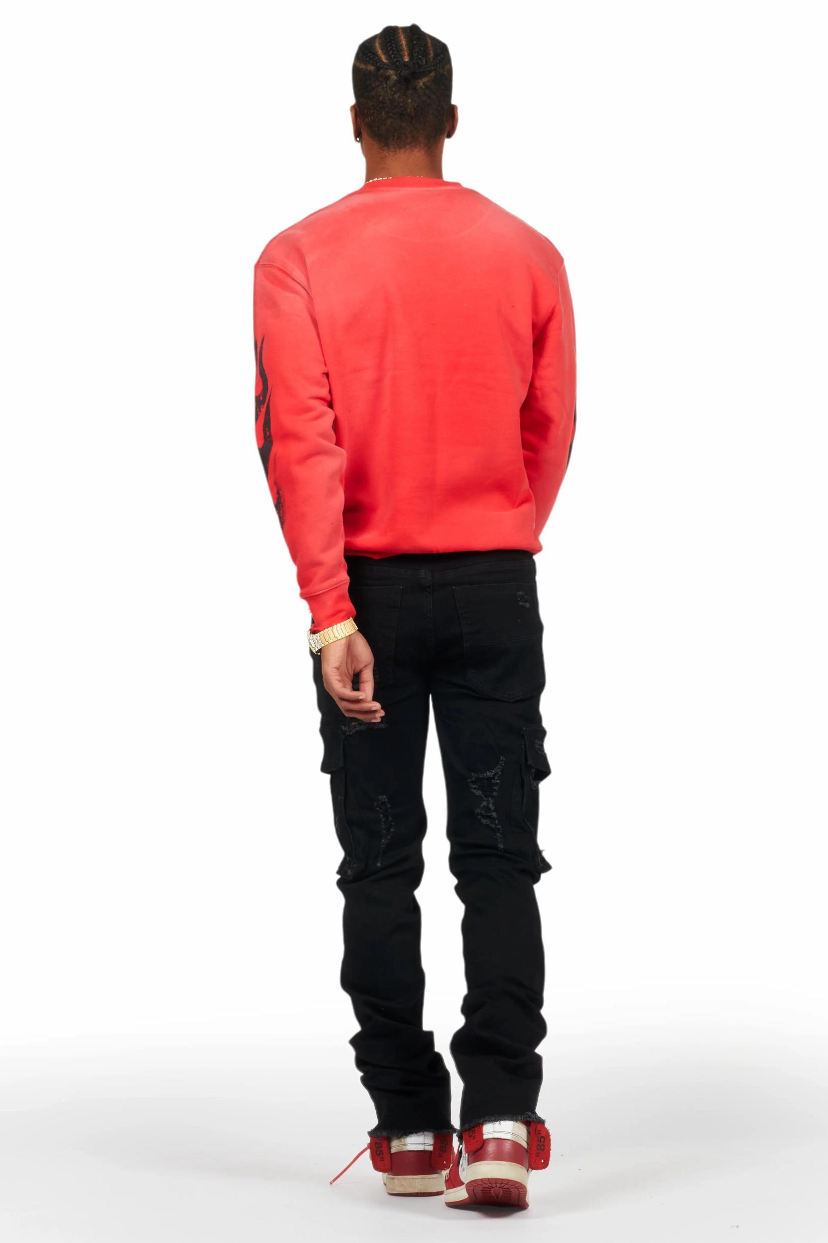 Adalee Black Cargo Stacked Flare Jean Male Product Image