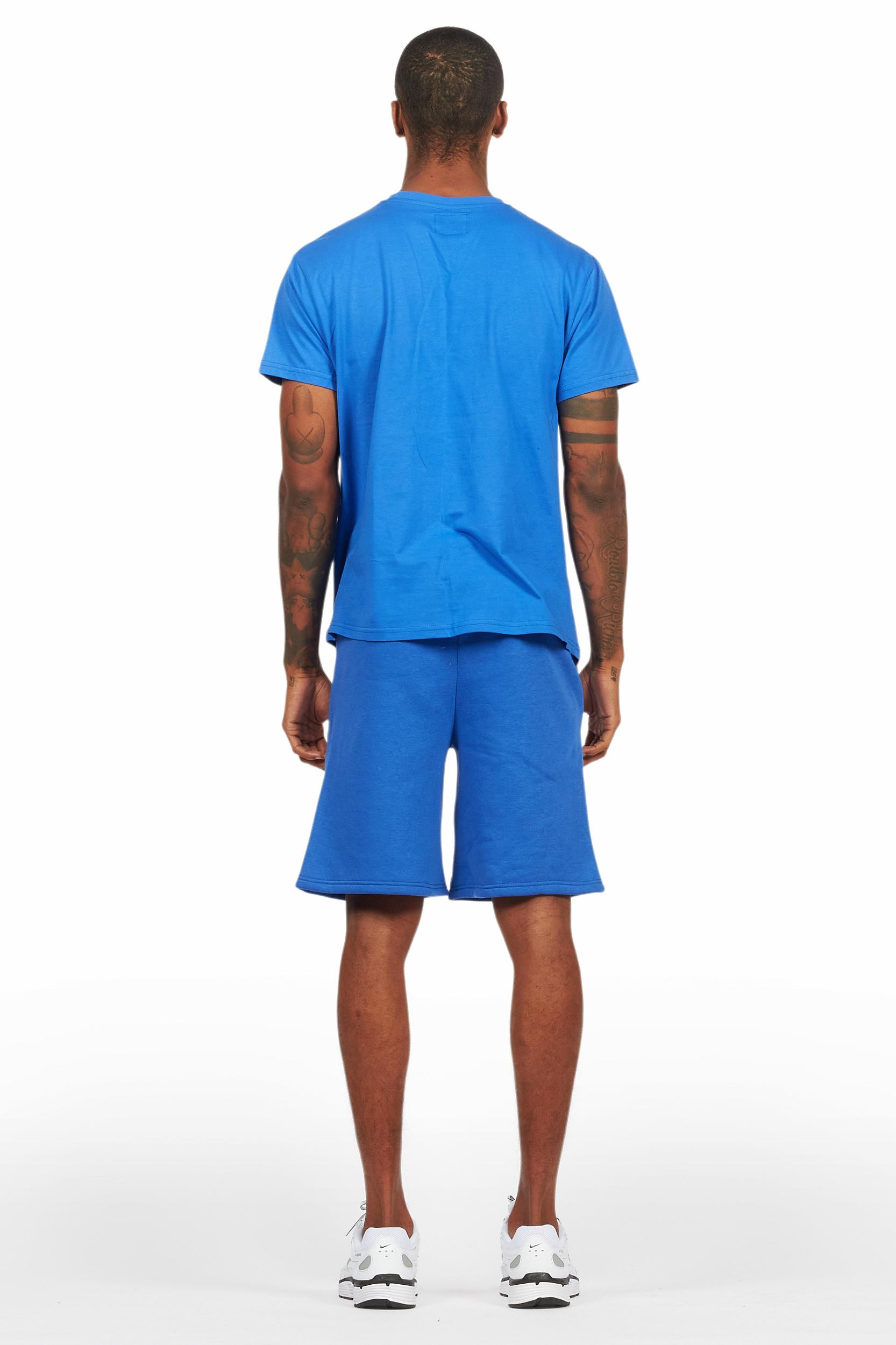 Beno Royal Blue Graphic T-Shirt Short Set Male Product Image