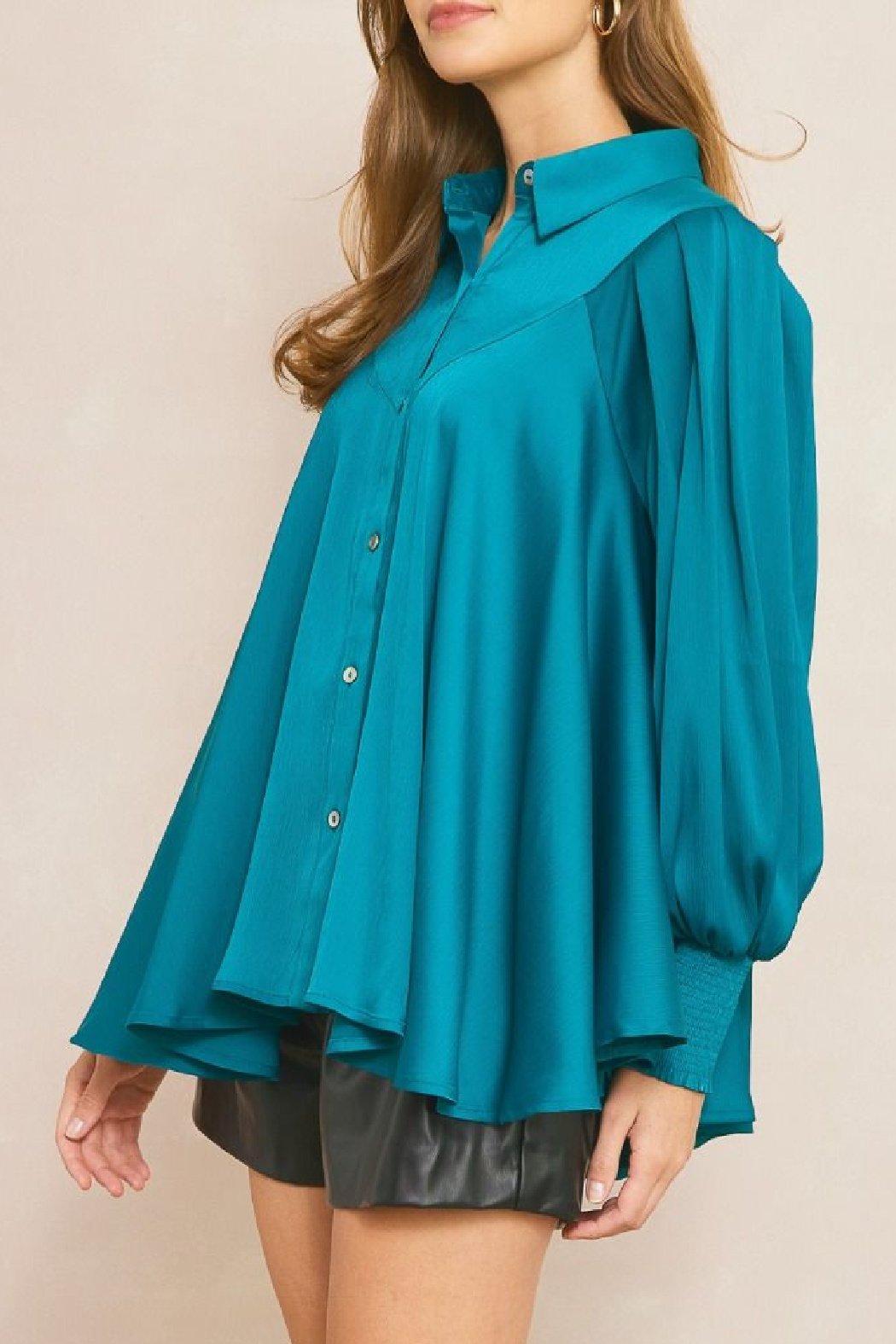 Collared Flowy Blouse Product Image