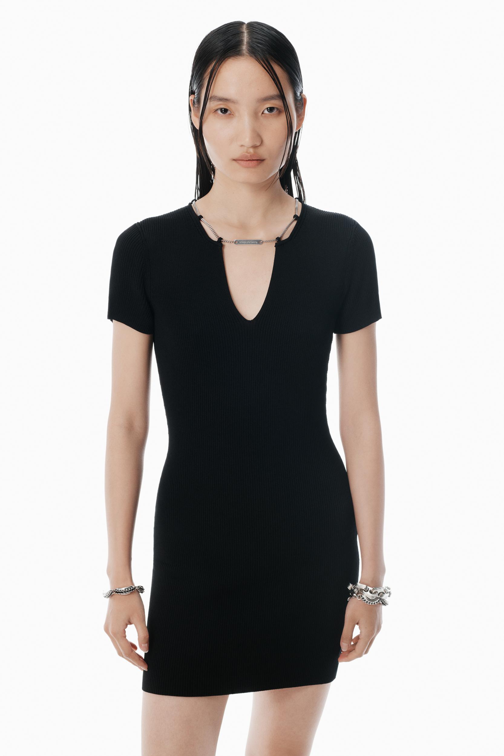 Black Logo Nameplate Bodycon Minidress Product Image