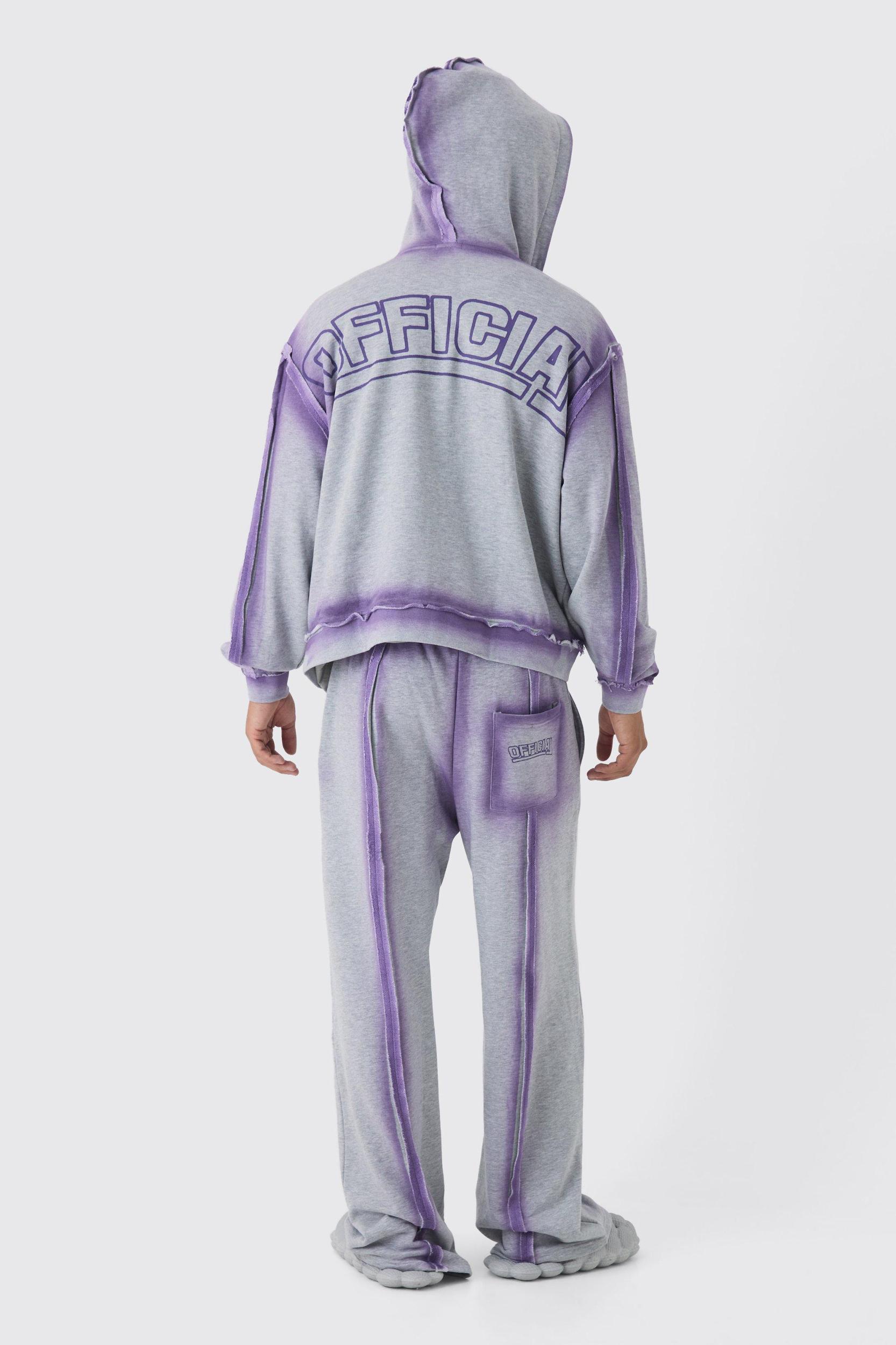 Oversized Boxy Zip Through Loopback Hoodie And Wide Sweatpants Tracksuit | boohooMAN USA Product Image