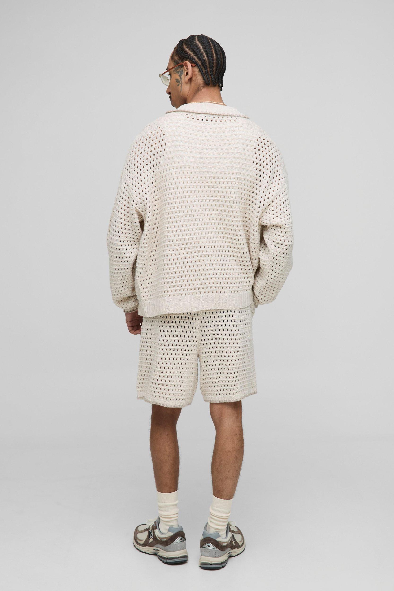 Oversized Boxy Blanket Open Stitch Knitted Tracksuit | boohooMAN USA Product Image