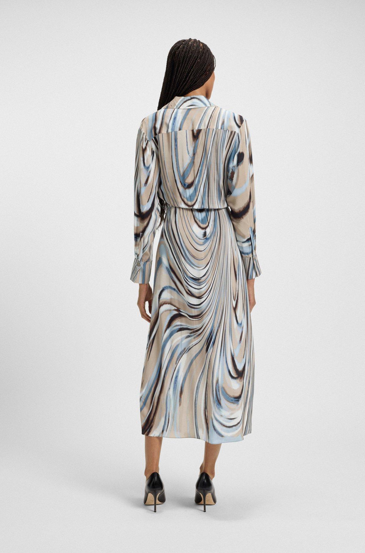 BOSS - Wrap-front dress with swirl print - Patterned Product Image