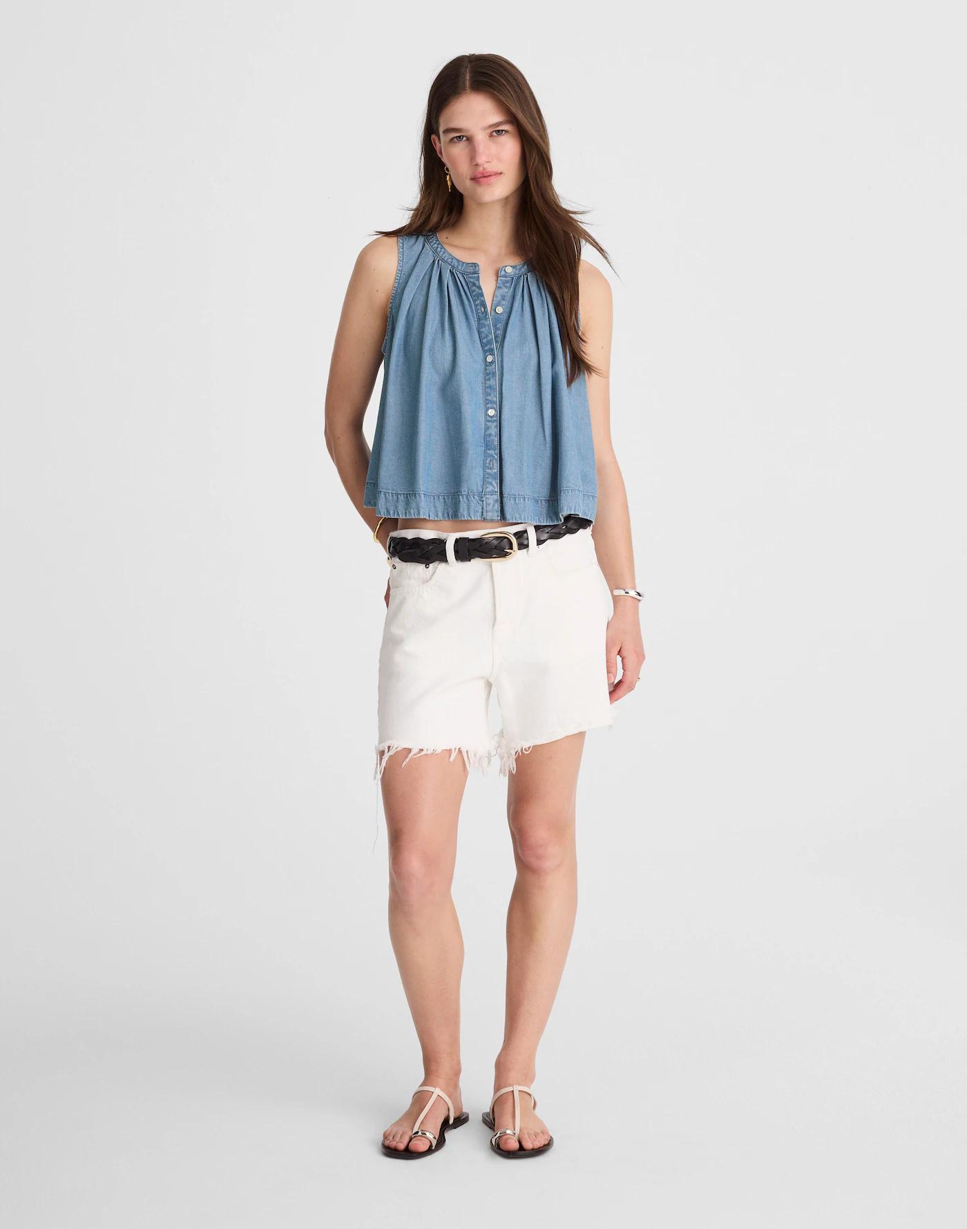 Button-Front Tank in Ashbury Wash: Airy Denim Edition Product Image