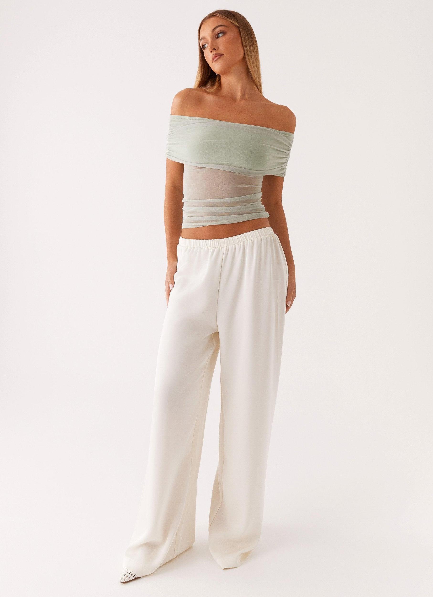 Nelly Off Shoulder Top - Pistachio Product Image