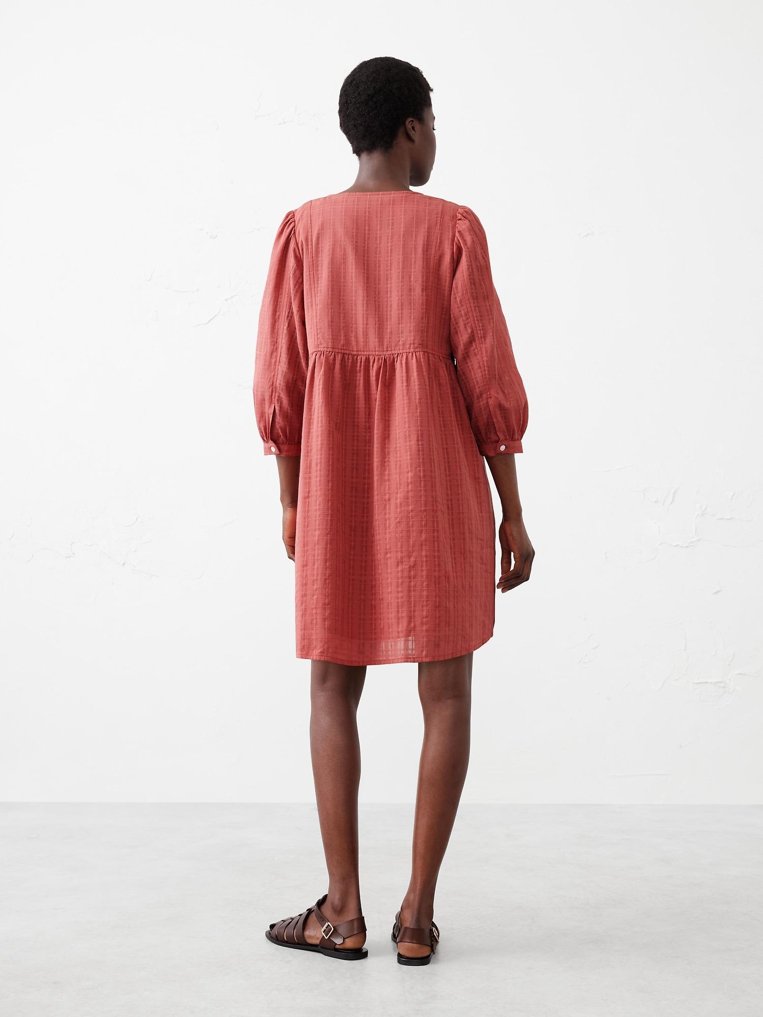 Voile Puff-Sleeve Peplum Mini Shift Product Image