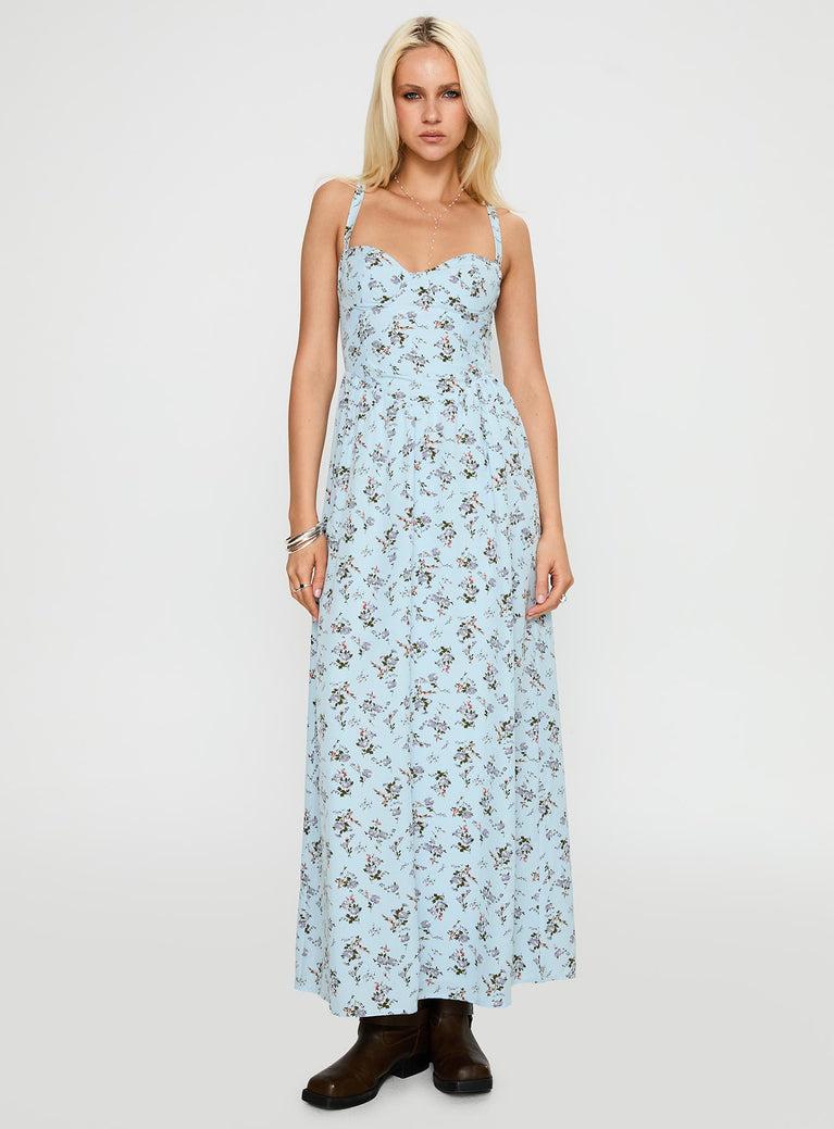 Izebella Maxi Dress Blue Floral Product Image