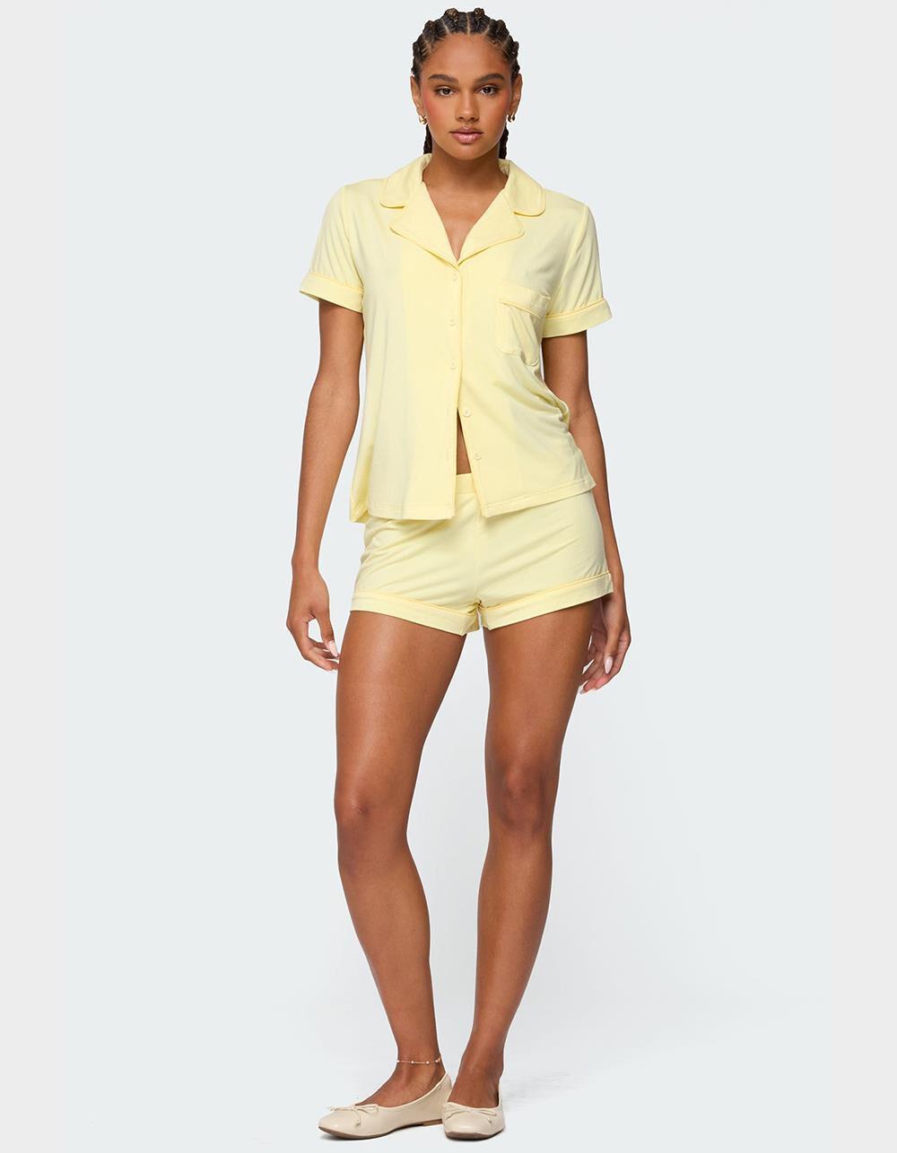 EDIKTED Tezlie Button Up Shirt - YELLOW Product Image