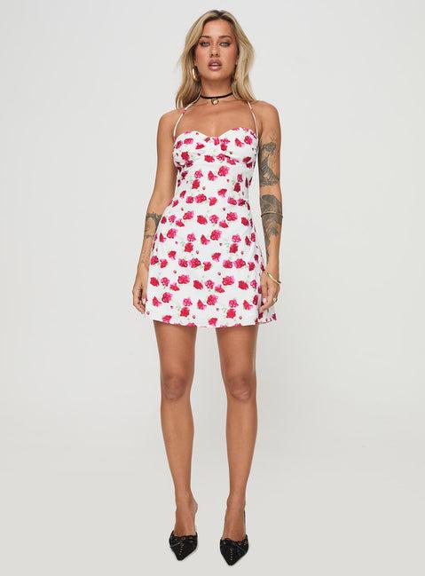 Arslan Mini Dress White Floral Product Image