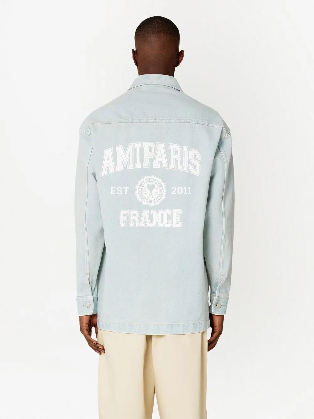 logo-print denim overshirt Product Image