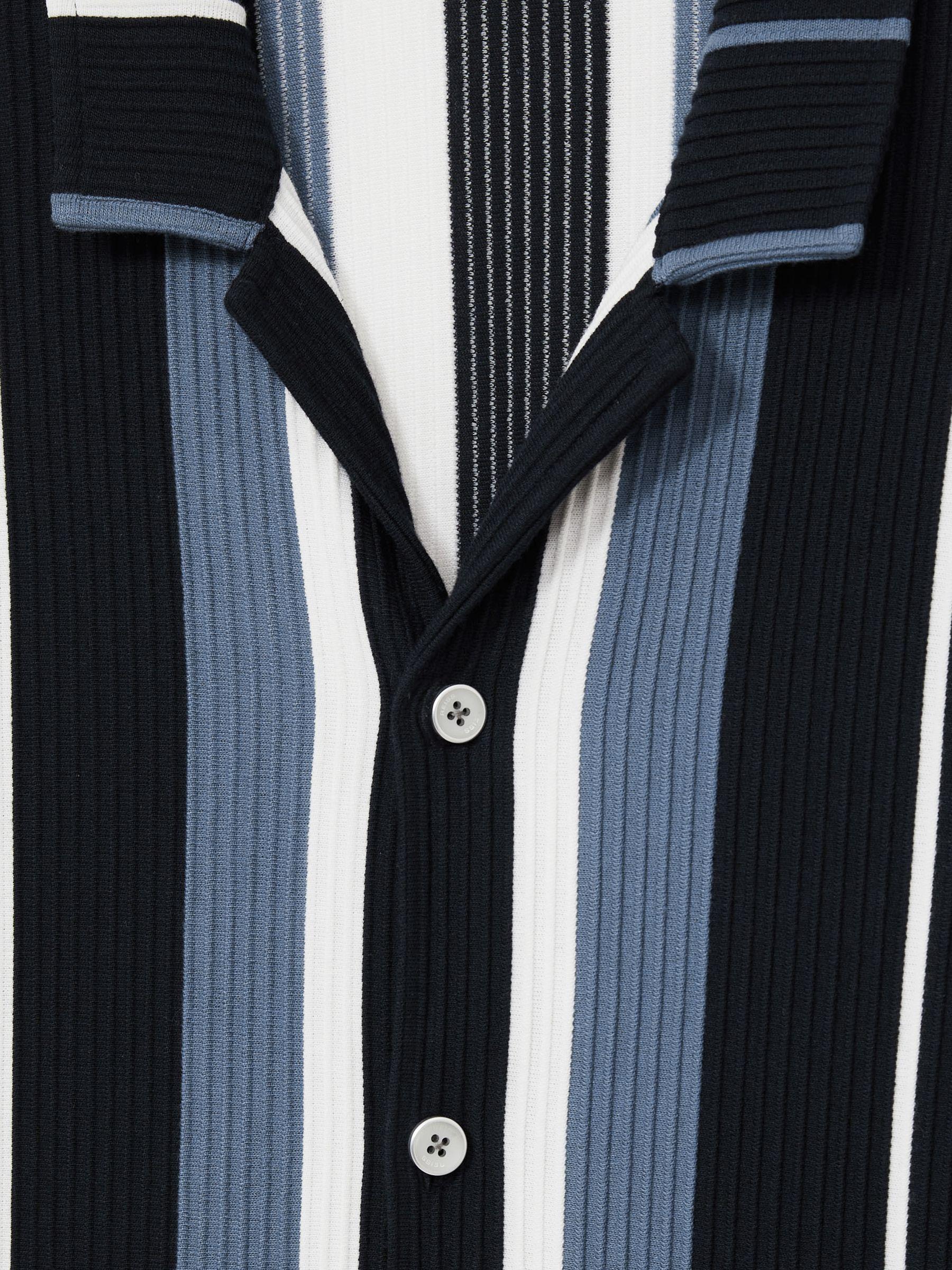 Striped Cuban-Collar Shirt in Navy Multi Product Image