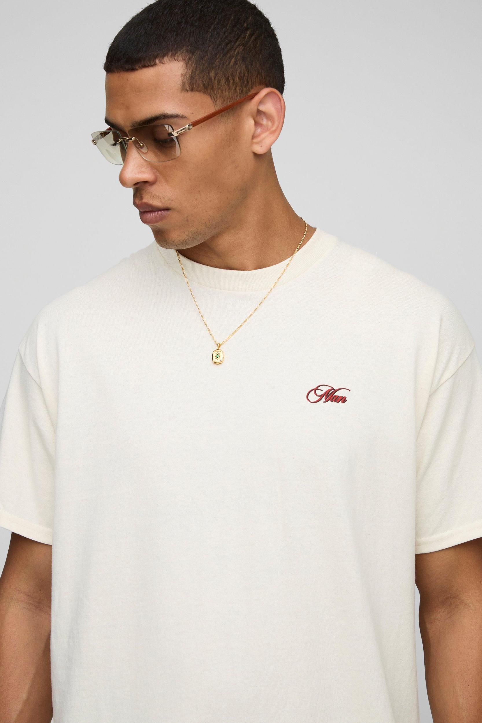 Ecru Oversized MAN Yacht Club Printed T-Shirt | boohooMAN USA Product Image