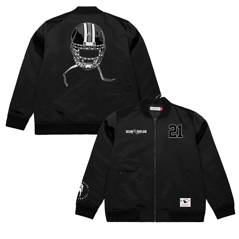 Men's Mitchell & Ness Sean Taylor Black Washington Commanders Name & Number Full-Zip Bomber Jacket, Size: 2XL, Wft Black Product Image