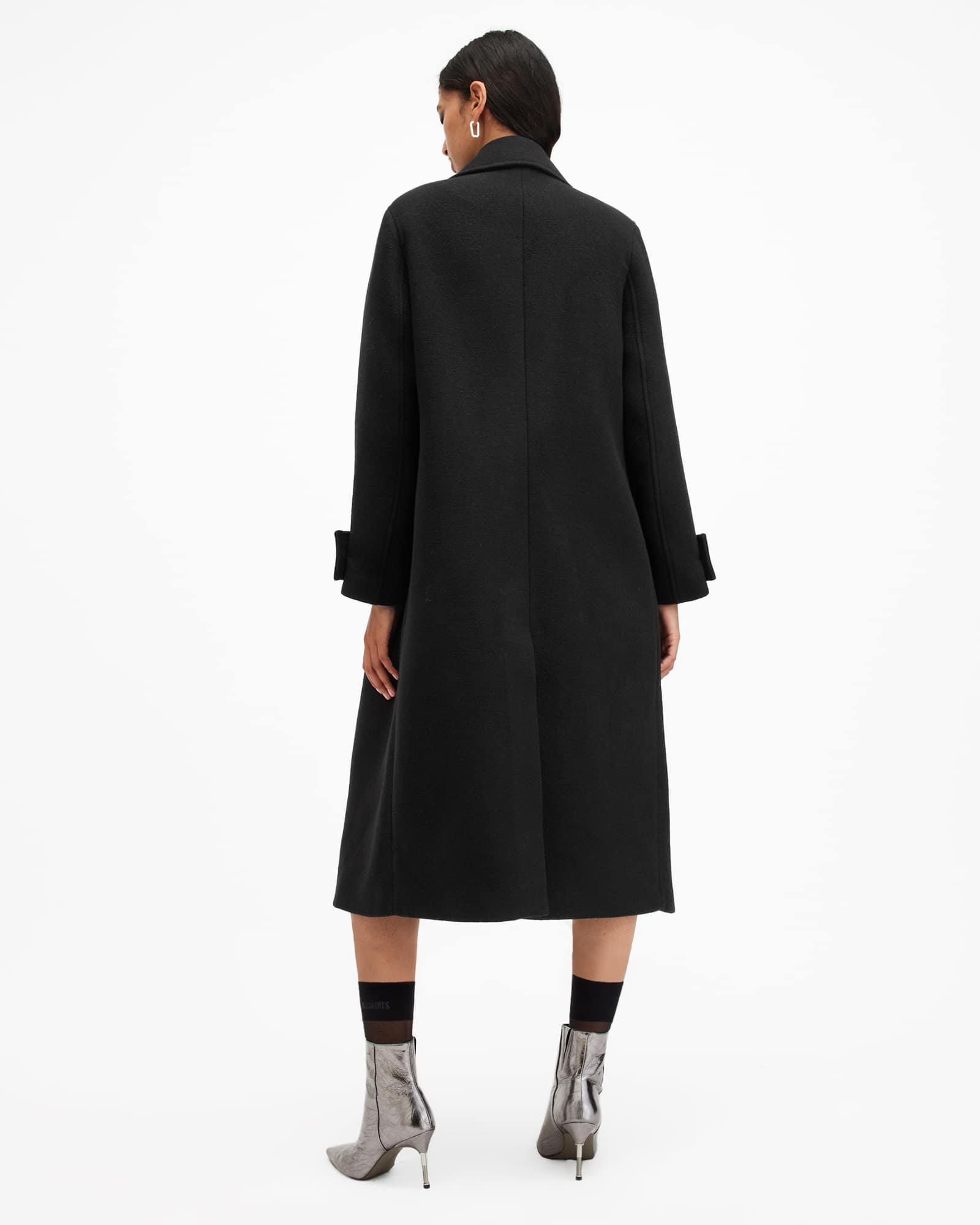 Mabel Double Breasted Oversized Coat Black | ALLSAINTS US Product Image