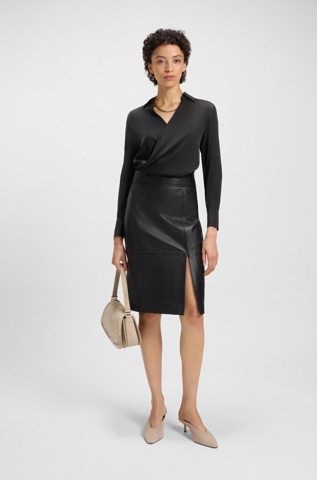 Wrap-front blouse in stretch silk Product Image