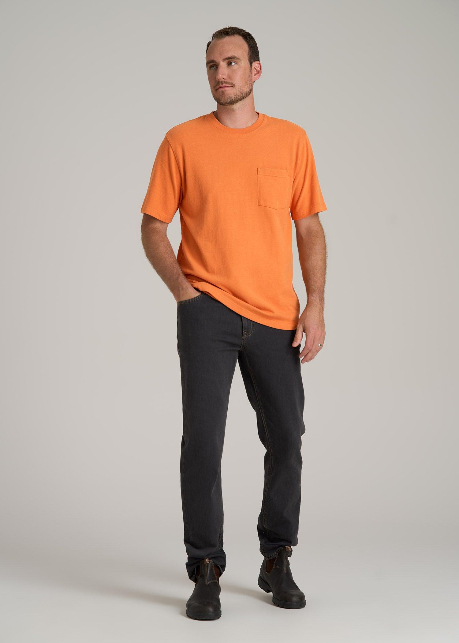LJ&S Workwear Pocket T-Shirt for Tall Men in Marmalade Male Product Image