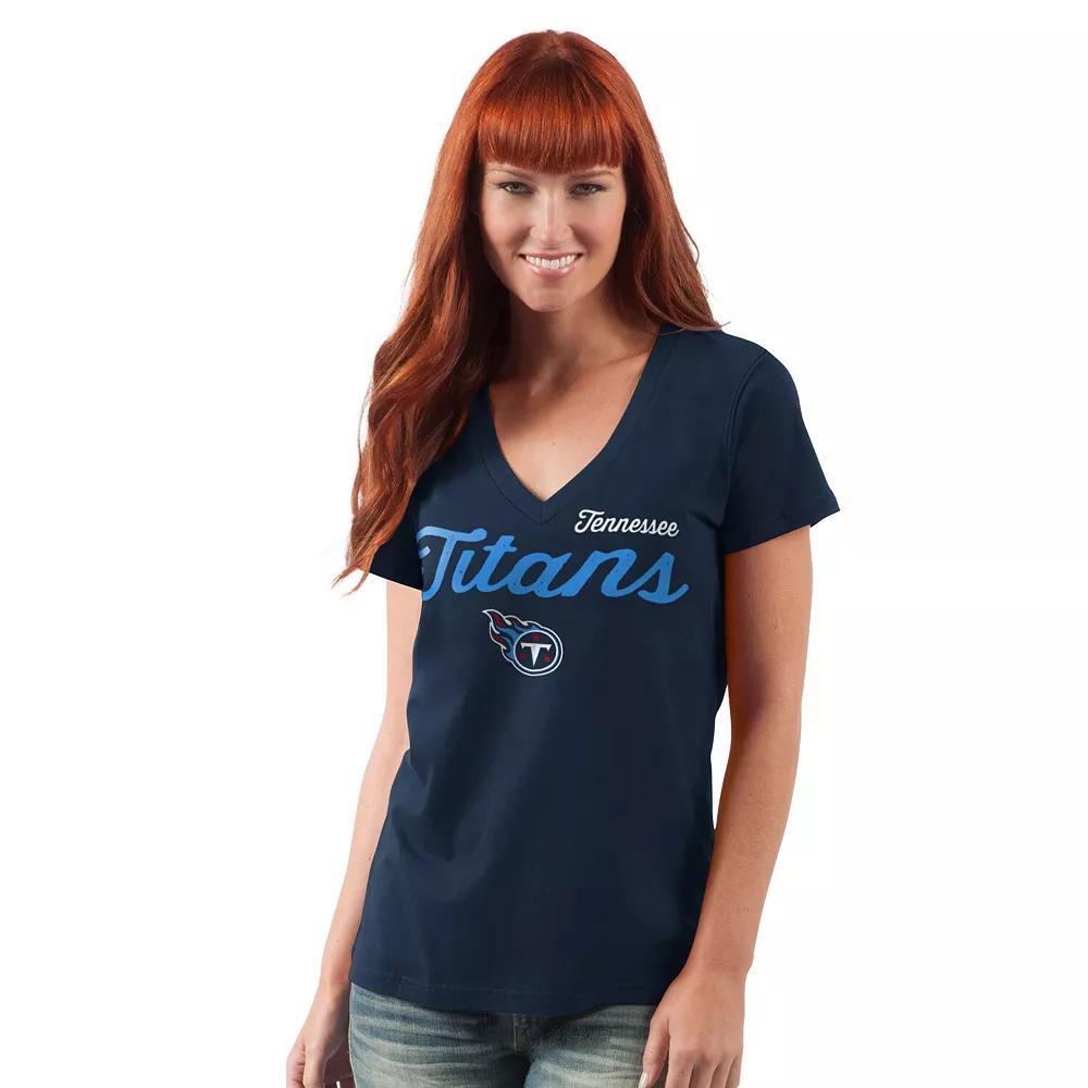 Women's G-III 4Her by Carl Banks Navy Tennessee Titans Post Season V-Neck T-Shirt,  Product Image