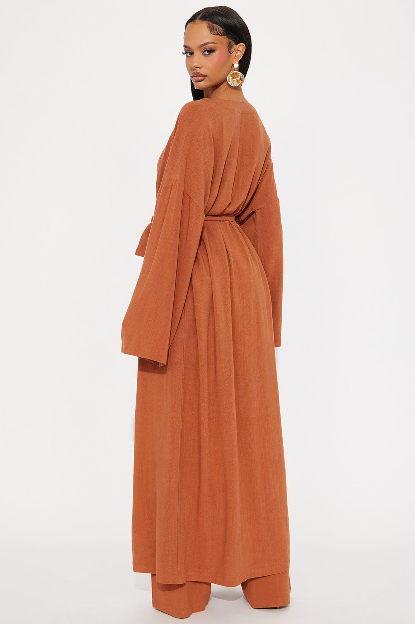 Vacay Vibe Linen Wide Leg Pant Set - Rust Product Image