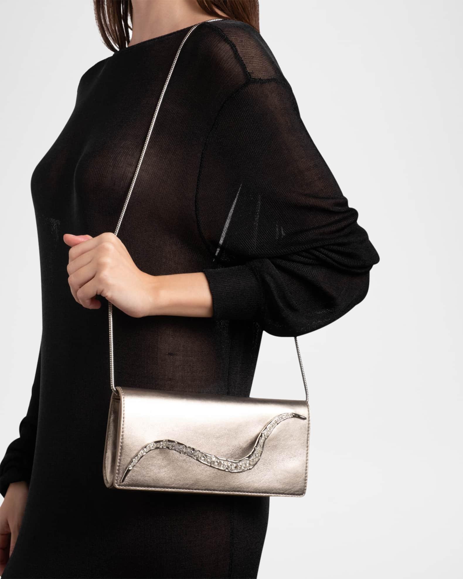 Crystal Curve Metallic Leather Clutch Bag Product Image