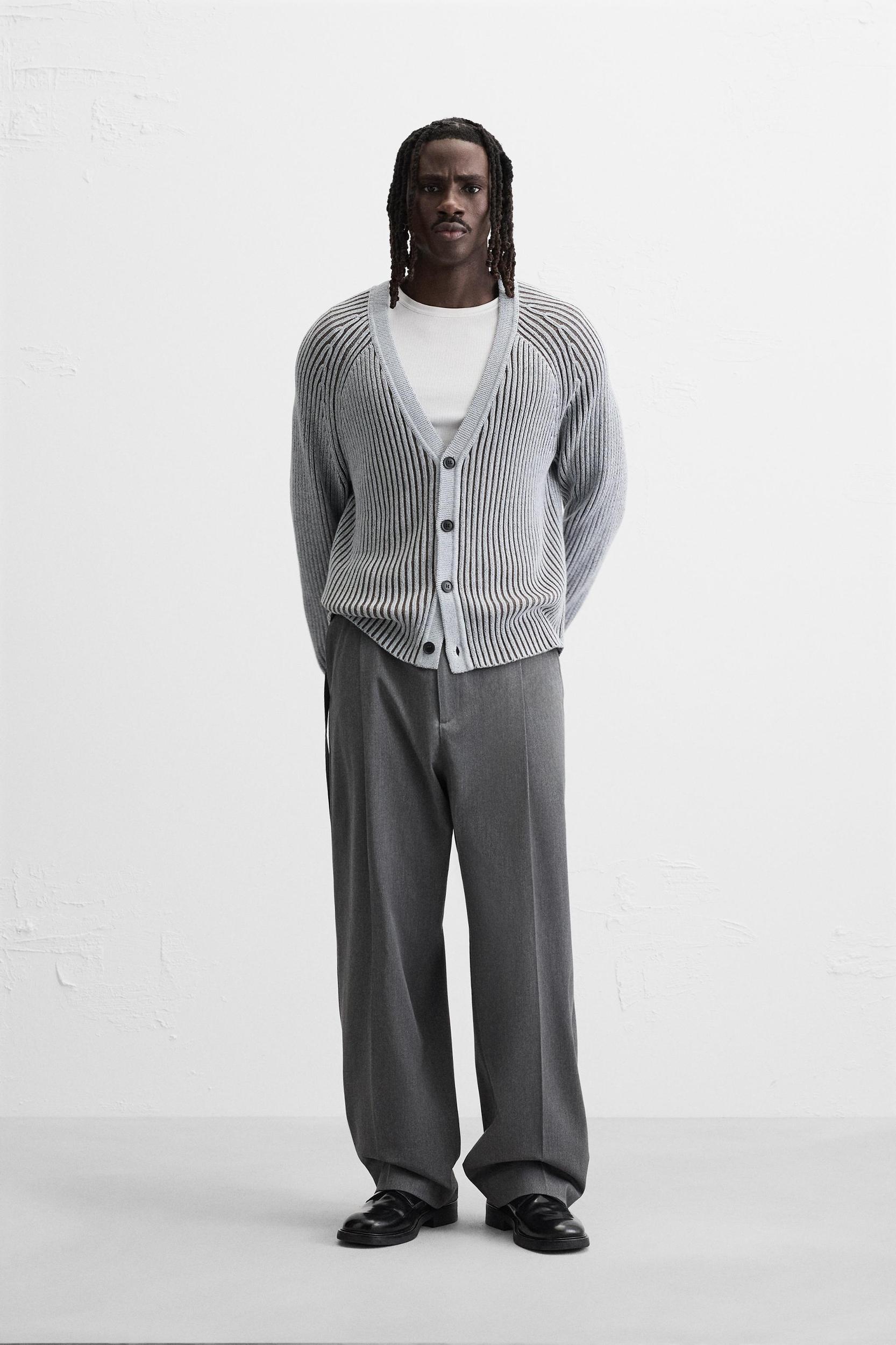 CONTRAST RIBBED CARDIGAN Product Image