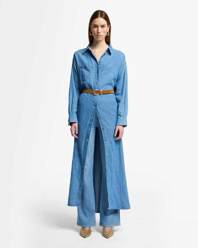 Indigo Linen Maxi Shirtdress Product Image
