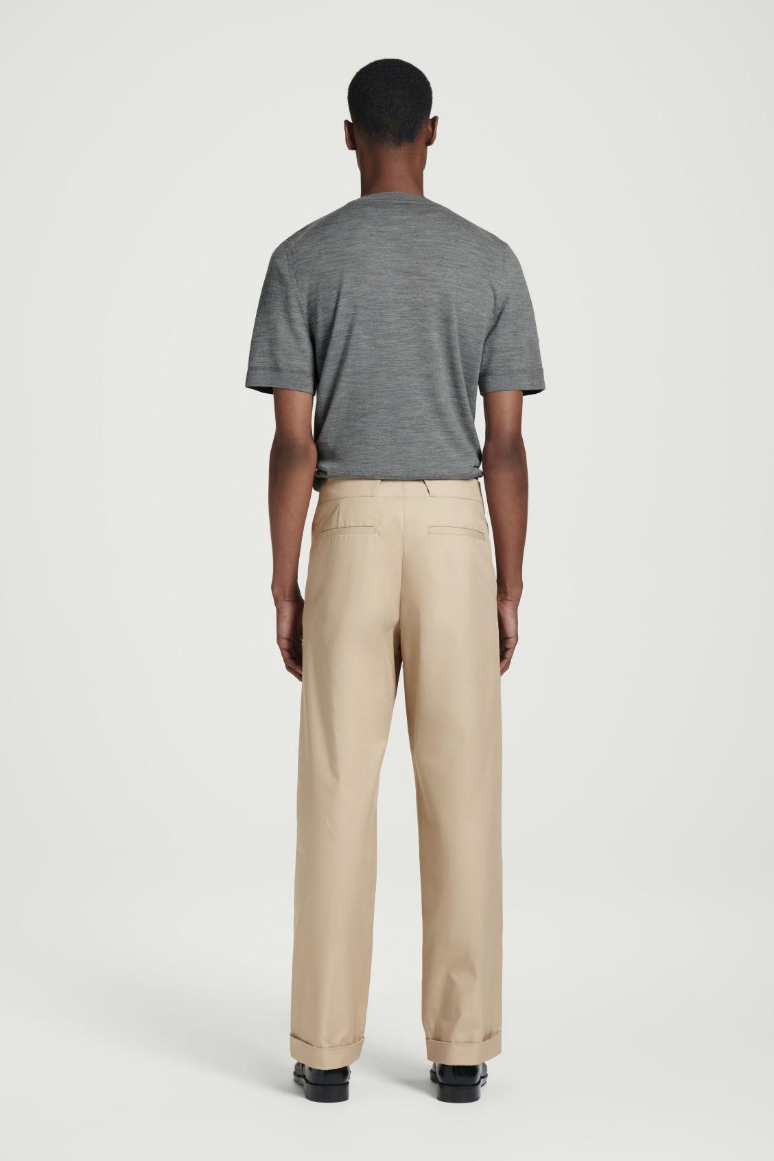 TAPERED COTTON TURN-UP PANTS Product Image