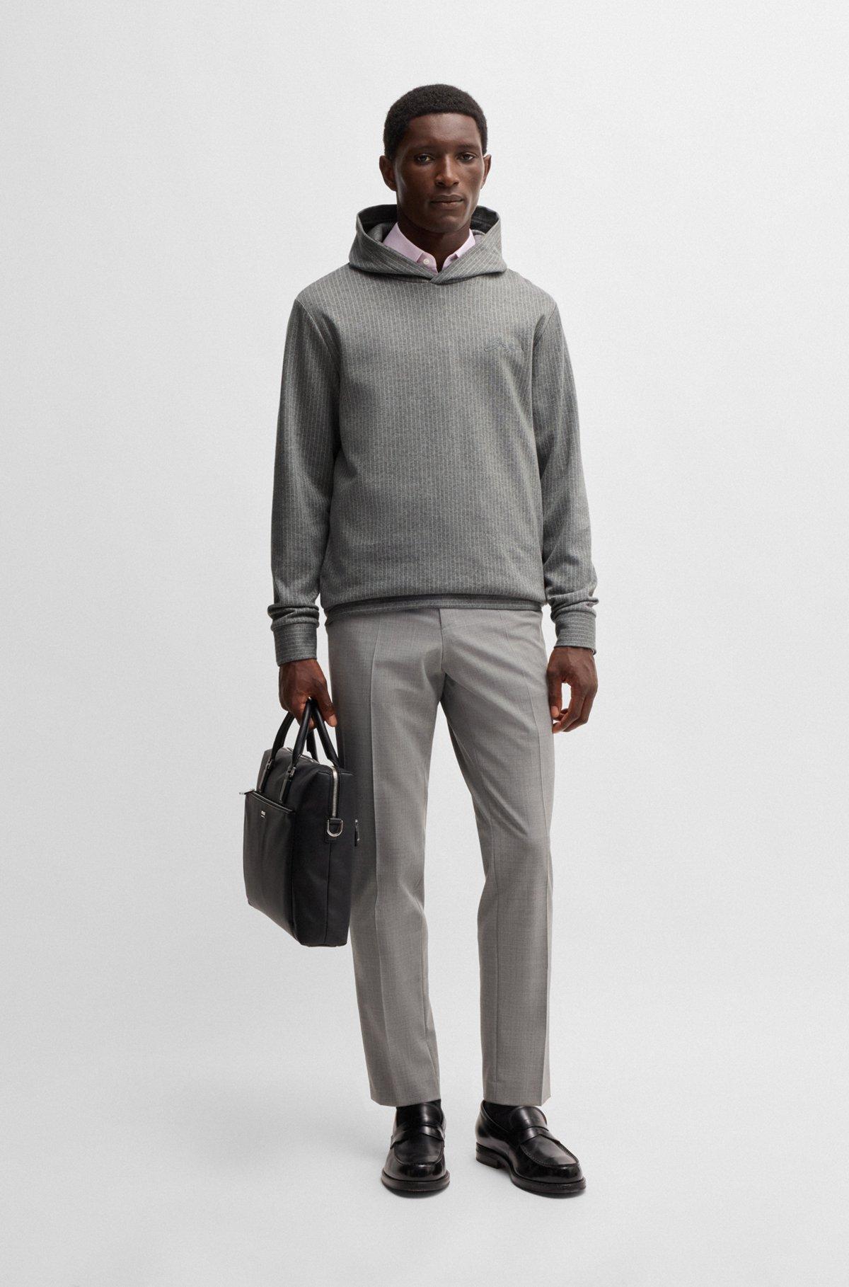 Regular-fit hoodie in a pinstripe cotton Product Image