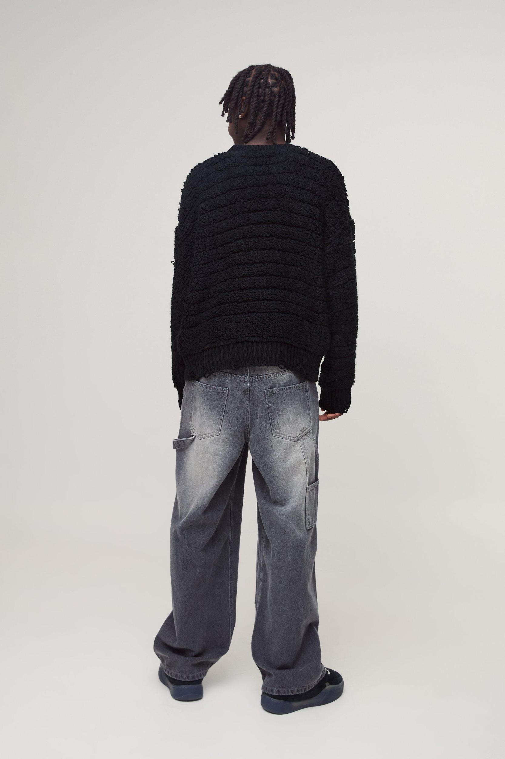 Baggy Rigid Paint Splatter Carpenter Denim Jeans | boohooMAN USA Product Image