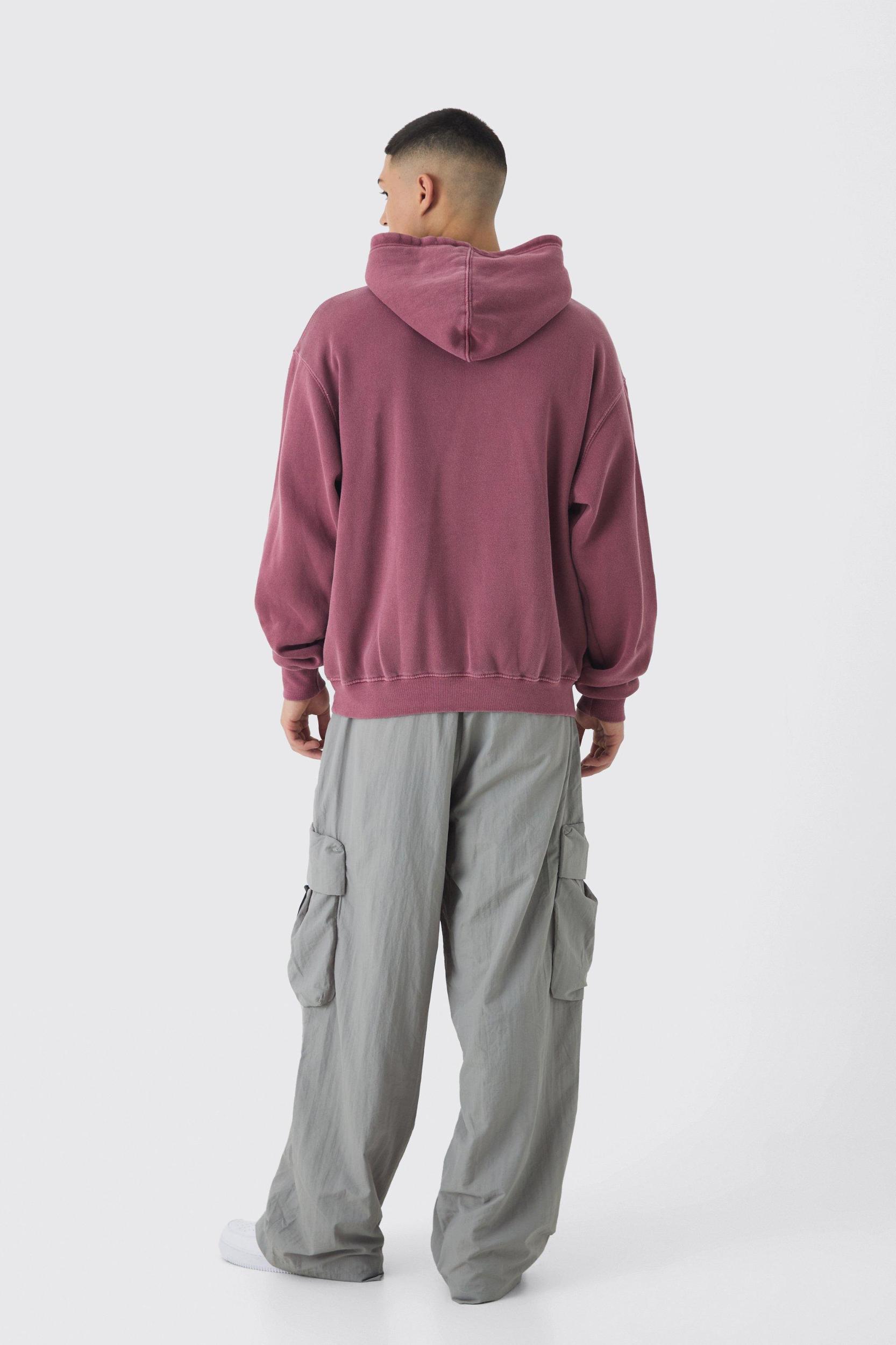 Oversized New York Varsity Stencil Graphic Washed Hoodie | boohooMAN USA Product Image